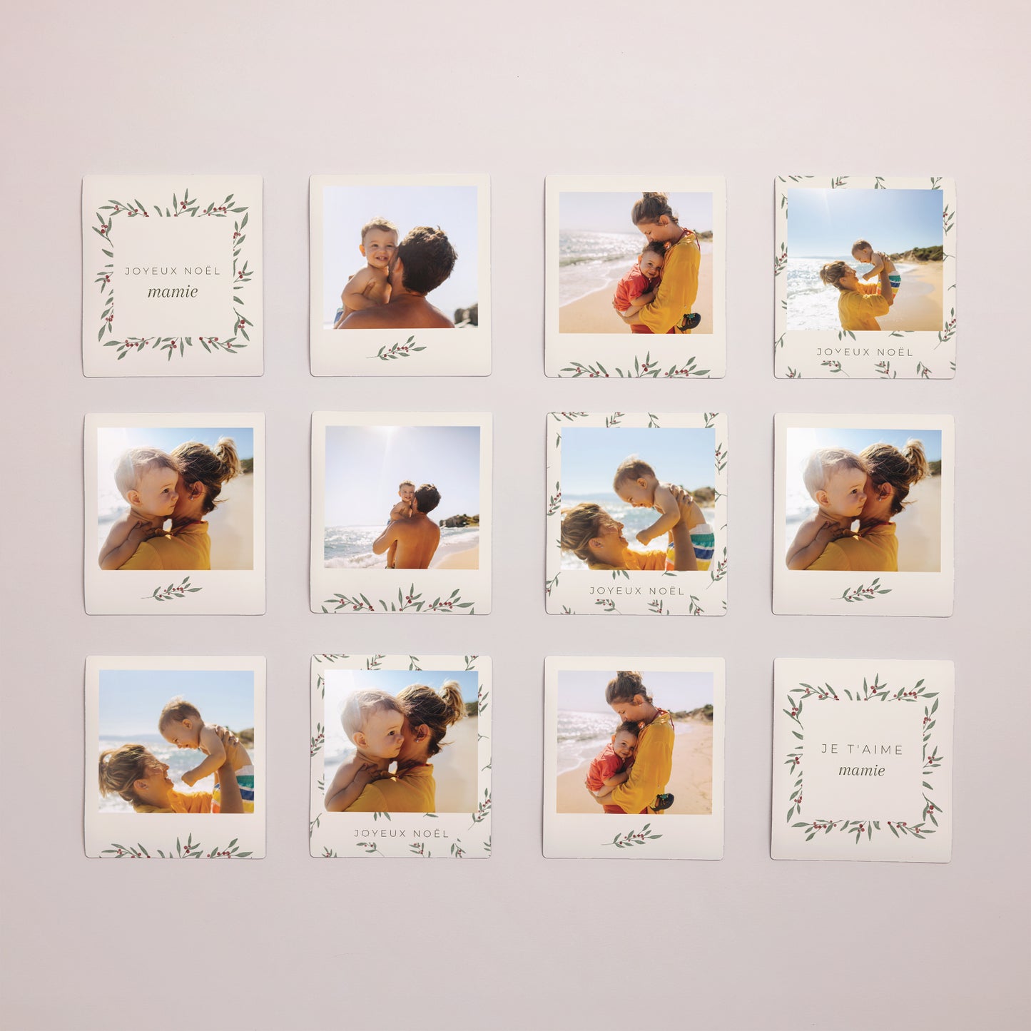 Tirage photo Fin d'année Lot de 12, magnétique Encadrement végétal photo N° 1