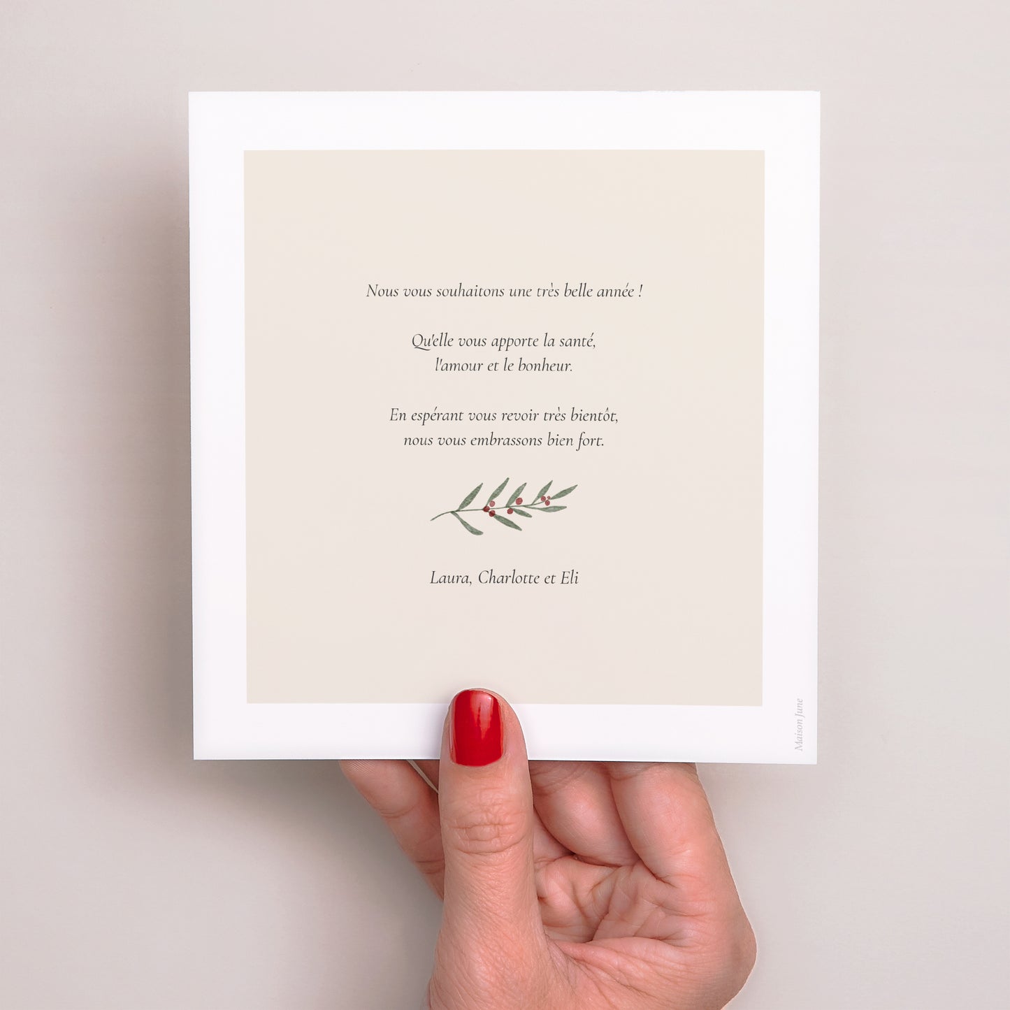 Carte de voeux Fin d'année Carré Encadrement végétal photo N° 3