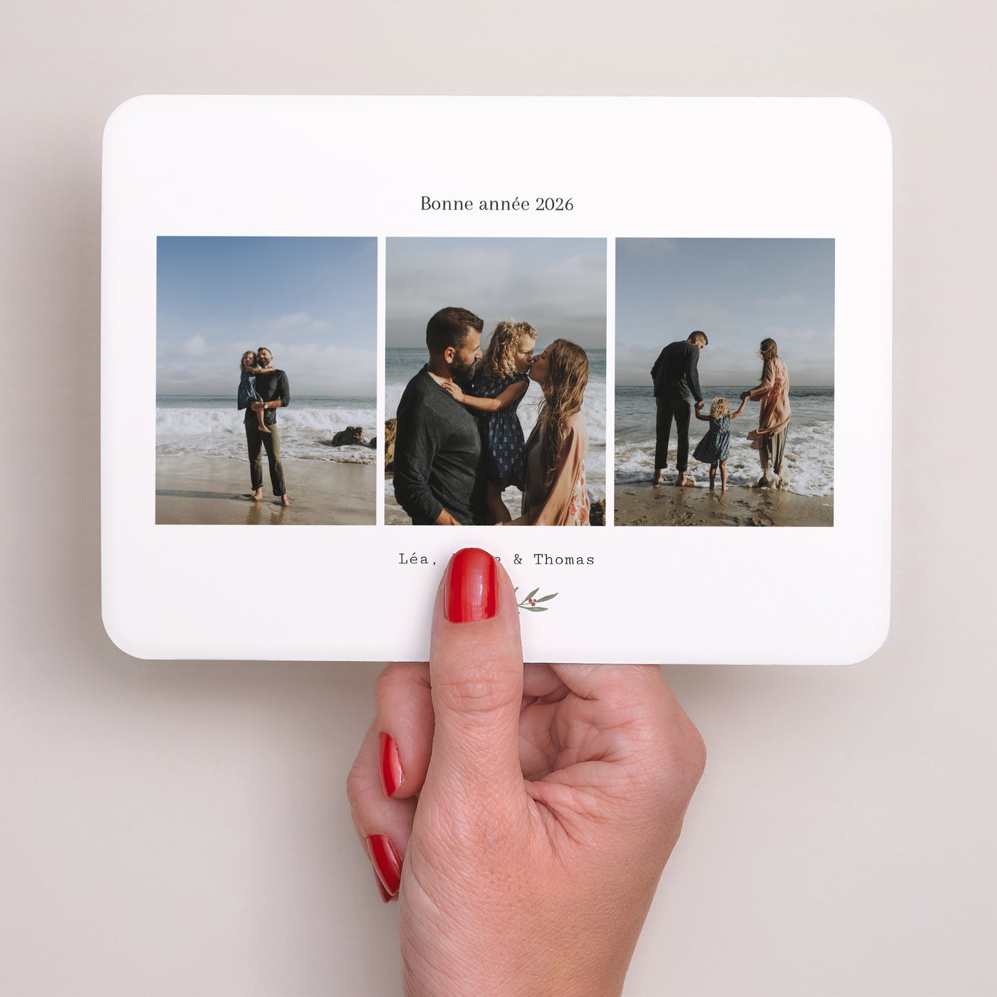 Carte de voeux Fin d'année Paysage, bords arrondis Trio de Vœux photo N° 3