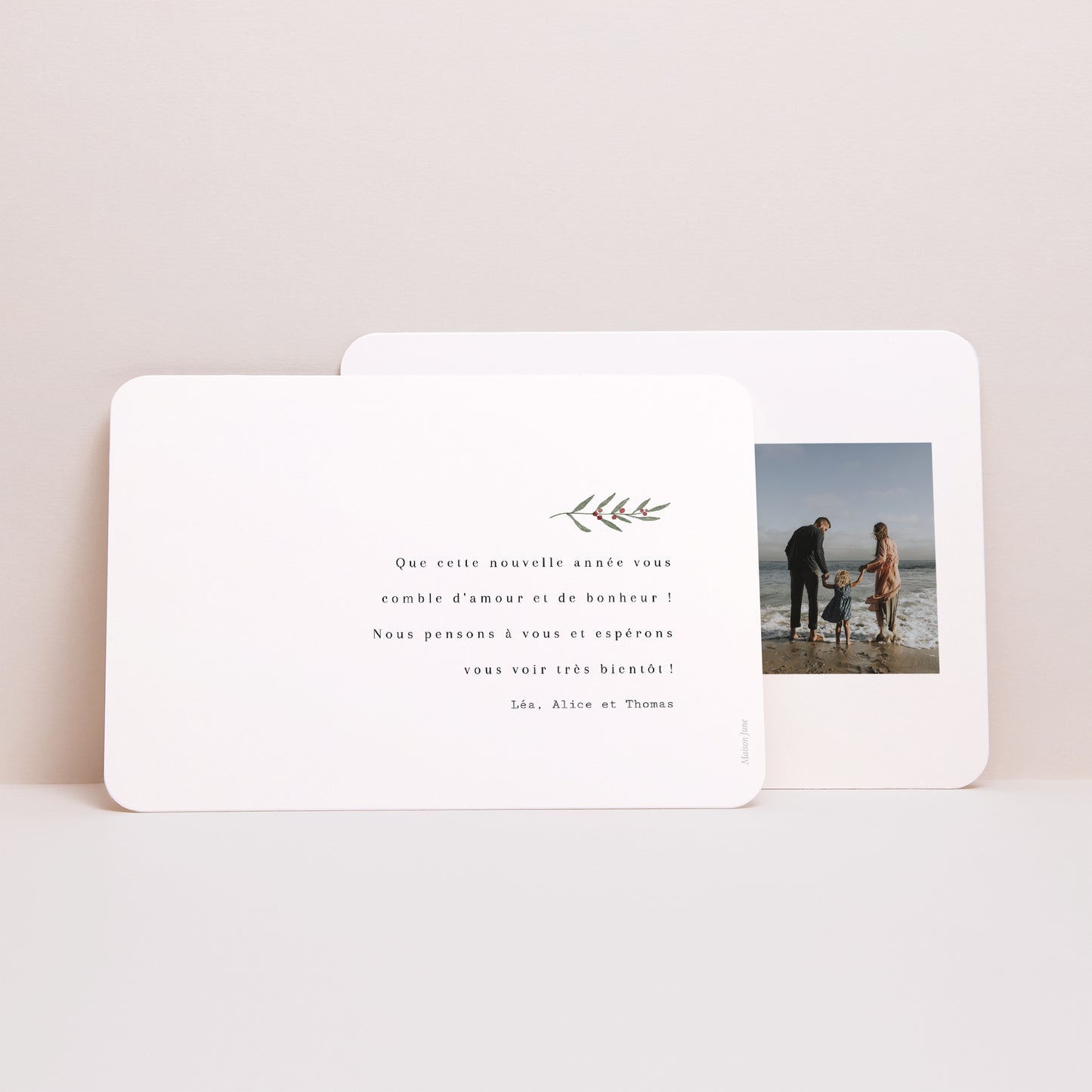 Carte de voeux Fin d'année Paysage, bords arrondis Trio de Vœux photo N° 3