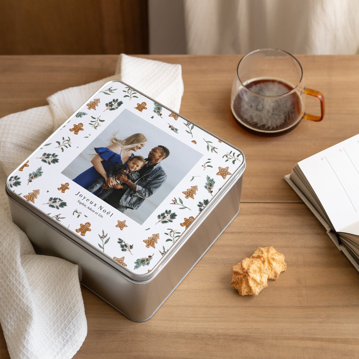 Boite métallique Fin d'année Carrée Biscuits noël photo N° 2
