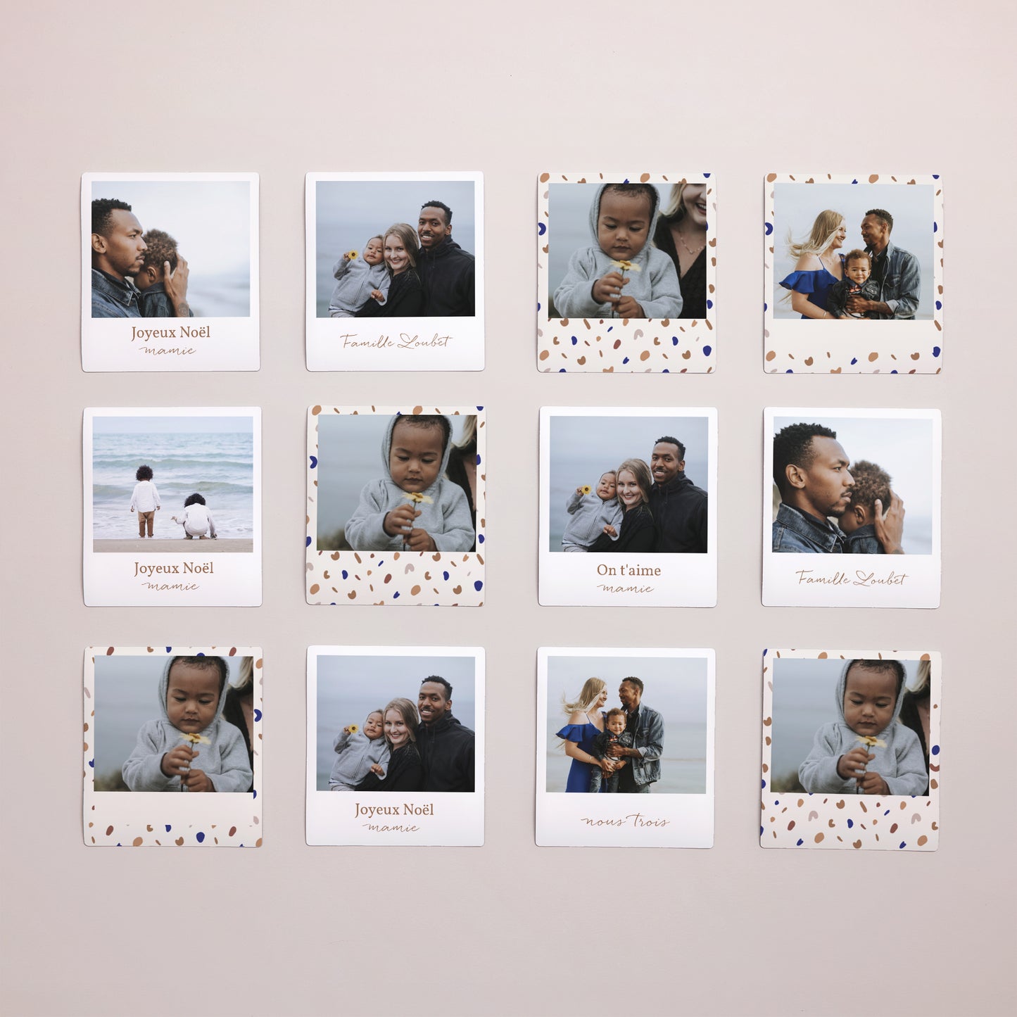 Tirage photo Fin d'année Lot de 12, magnétique Galets décoratifs & liseré Or photo N° 1