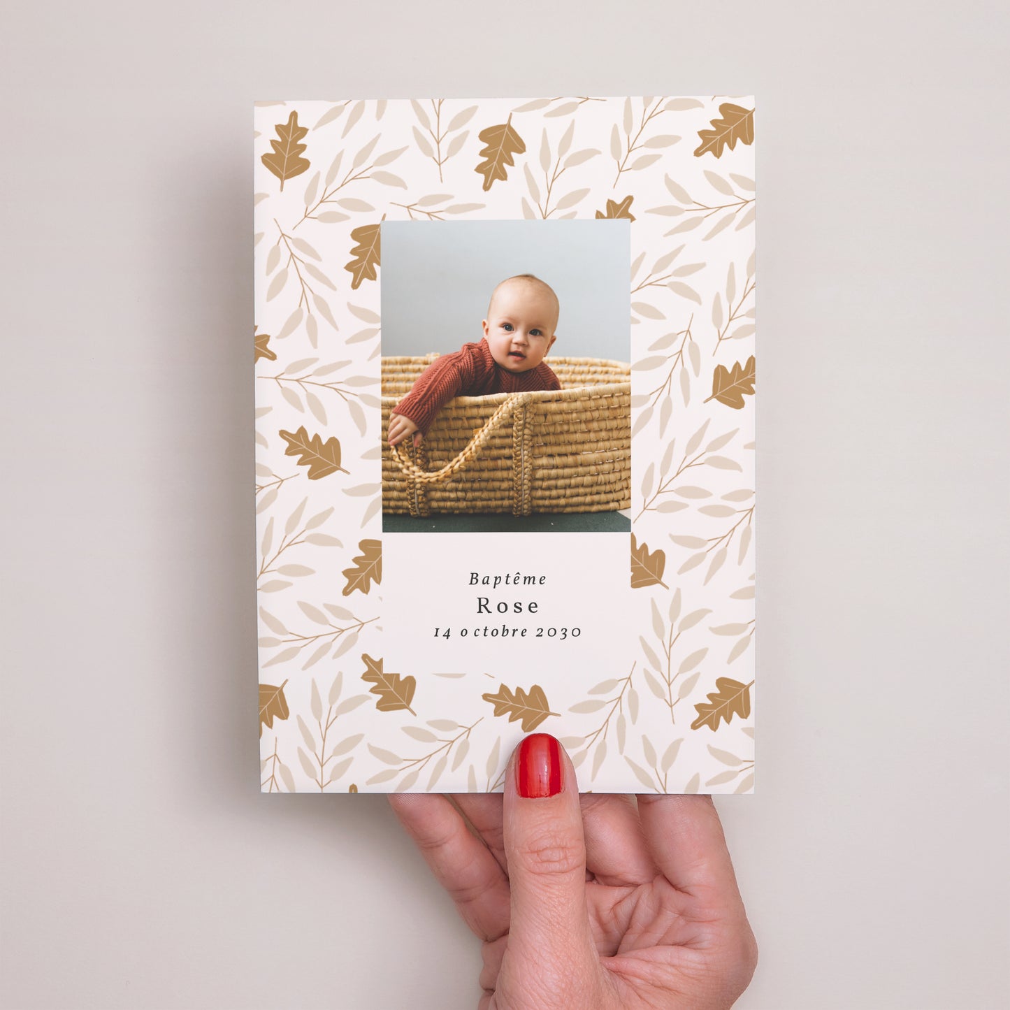 Faire-part Baptême Portrait Feuilles d'automne, fille photo N° 2