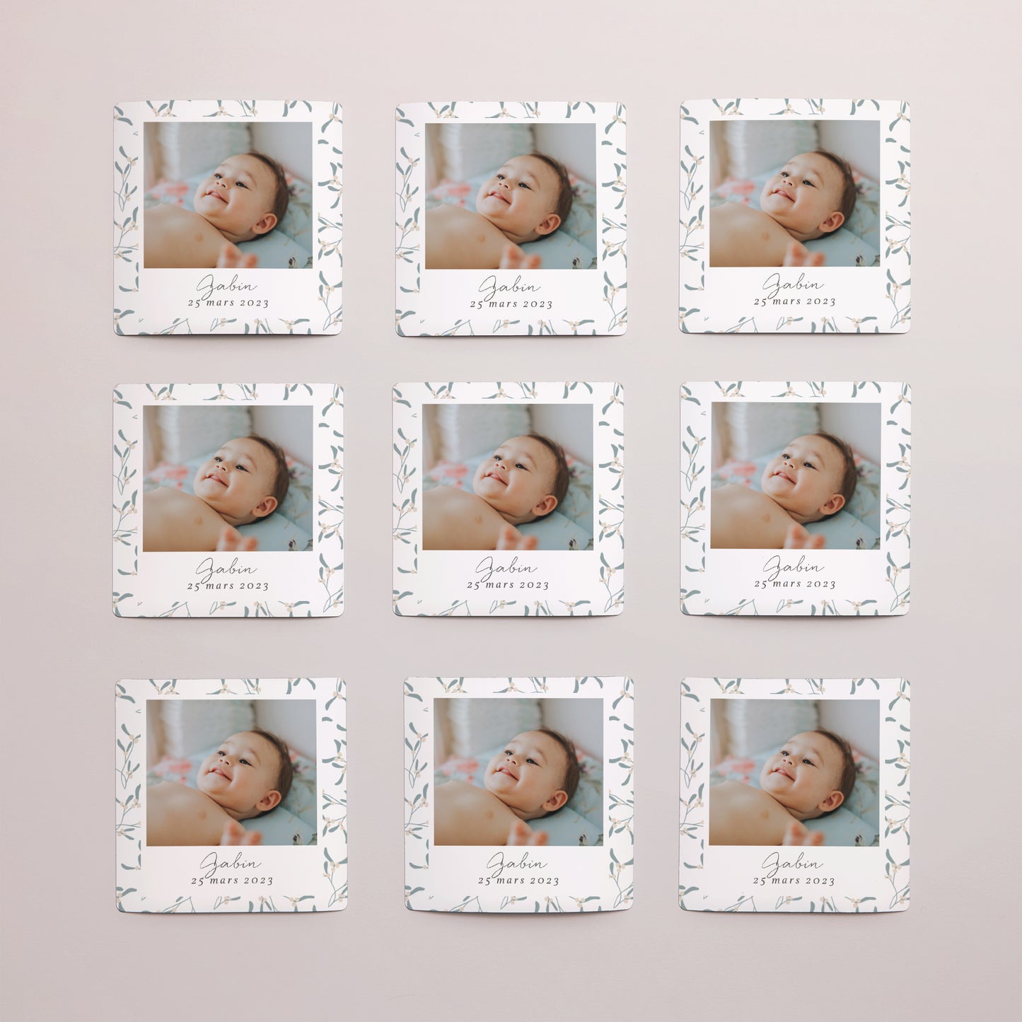 Remerciements Baptême Lot de 9, magnétique Bébé, coussin garçon photo N° 3