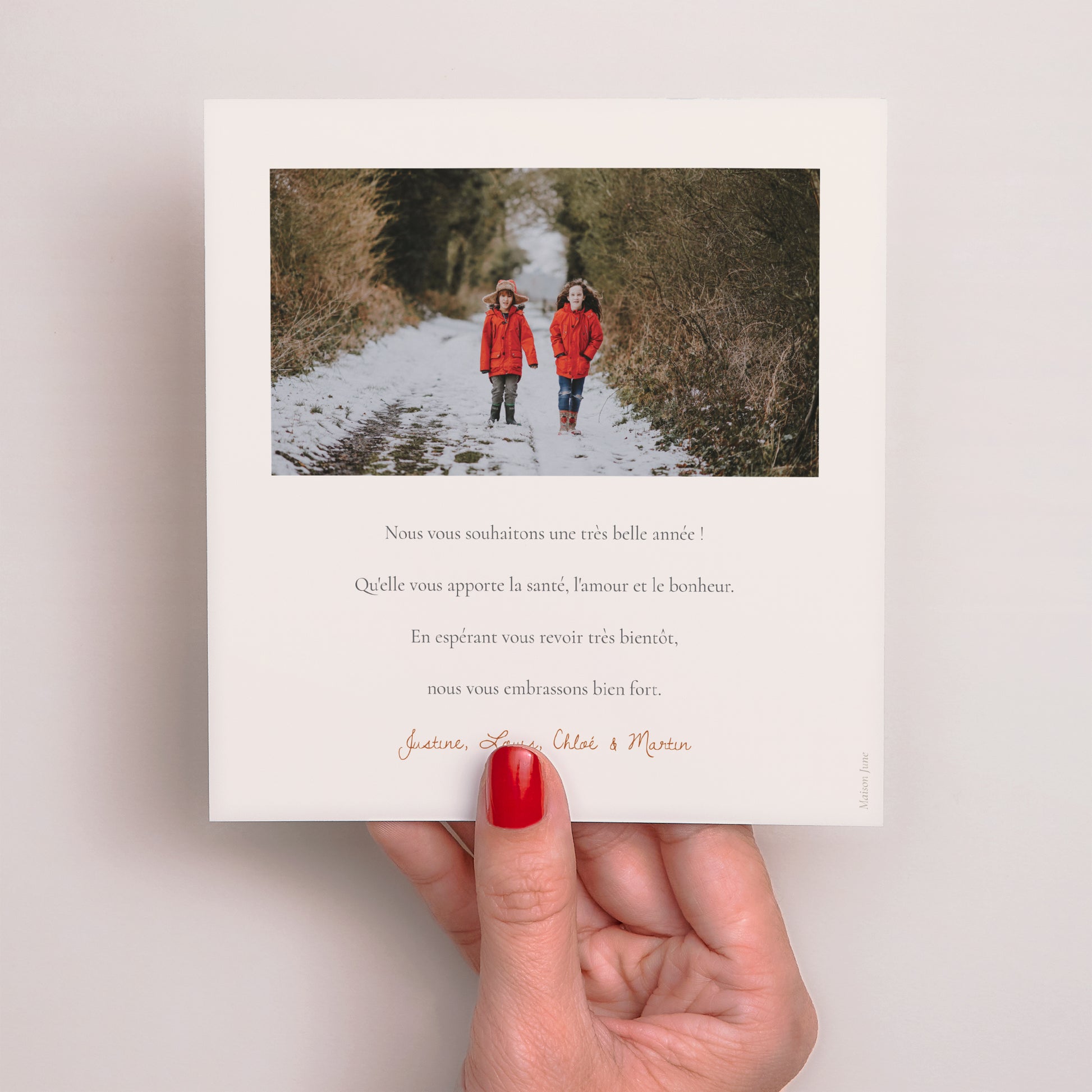 Carte de Noel Fin d'année Carré Branches de sapin de Noël photo N° 3