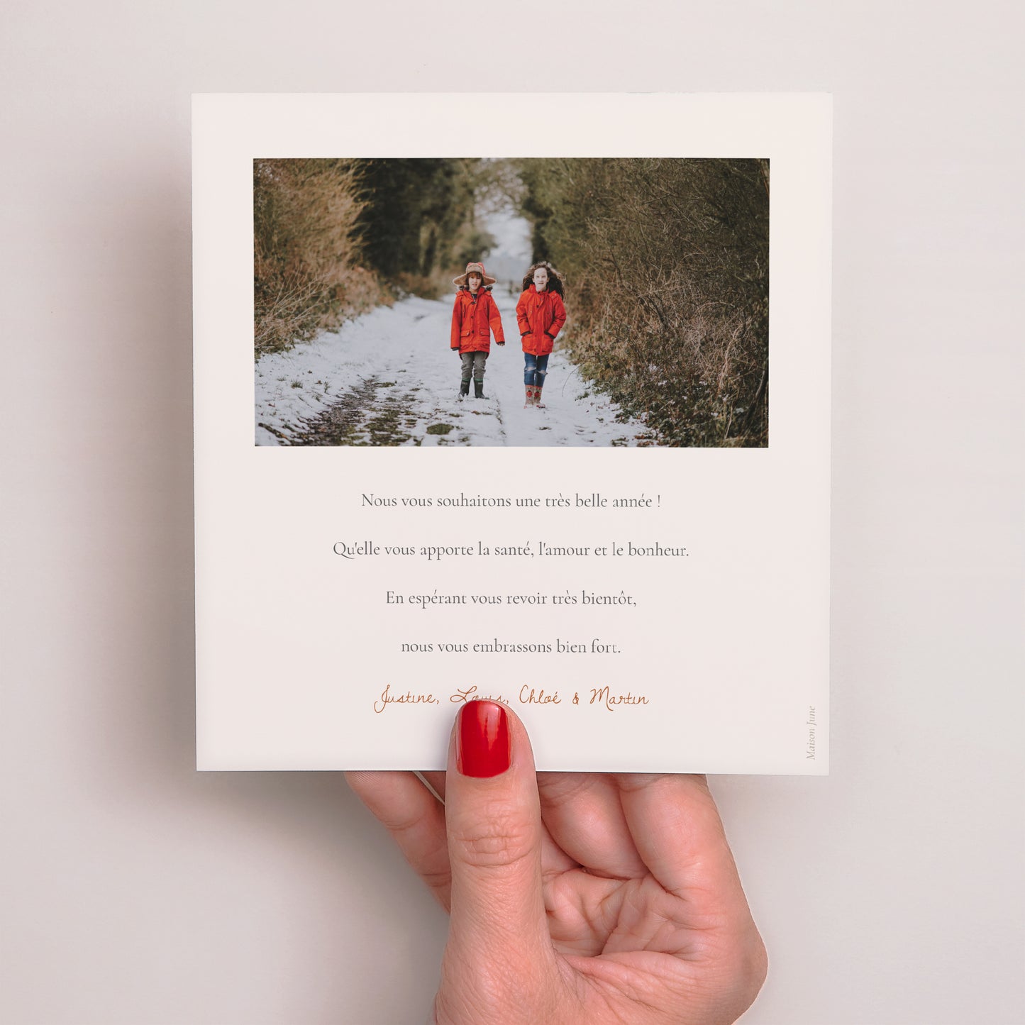 Carte de voeux Fin d'année Carré Branches de sapin de Noël photo N° 3