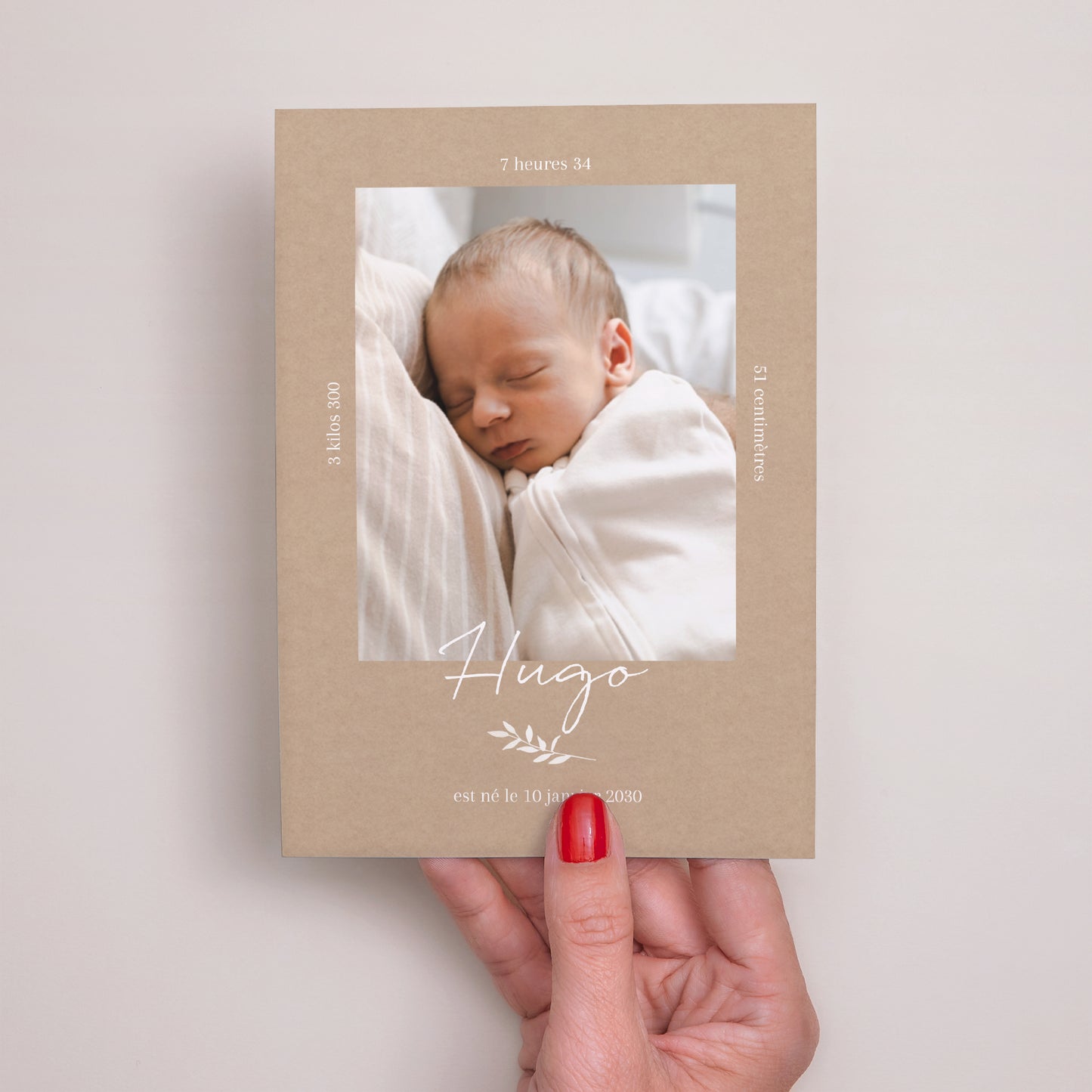 Faire-part Naissance Portrait Portrait Kraft Naturel photo N° 2