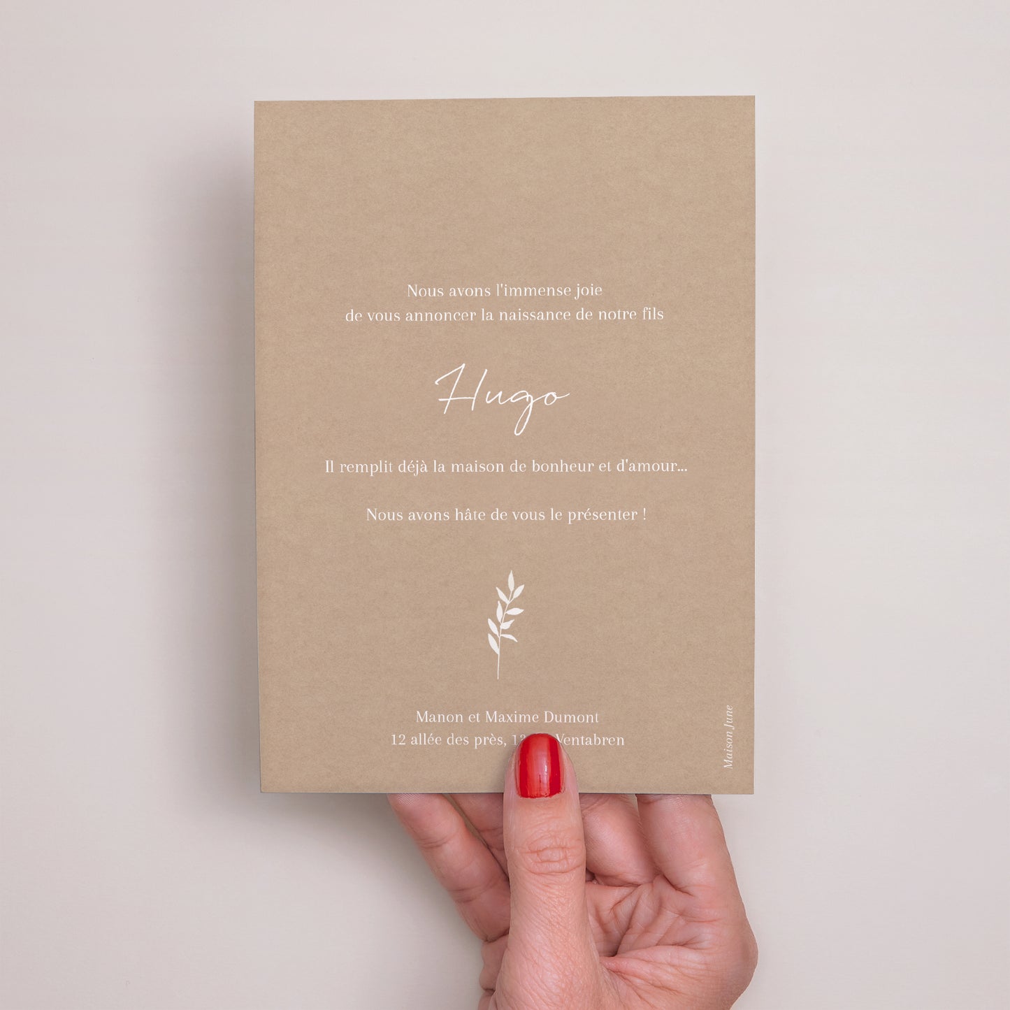 Faire-part Naissance Portrait Portrait Kraft Naturel photo N° 3