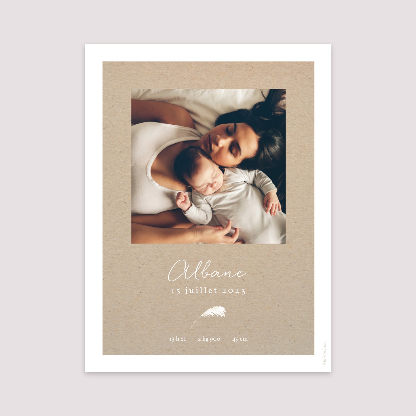Affiche Naissance Portrait 30 x 40 cm Couronne Kraft photo N° 2