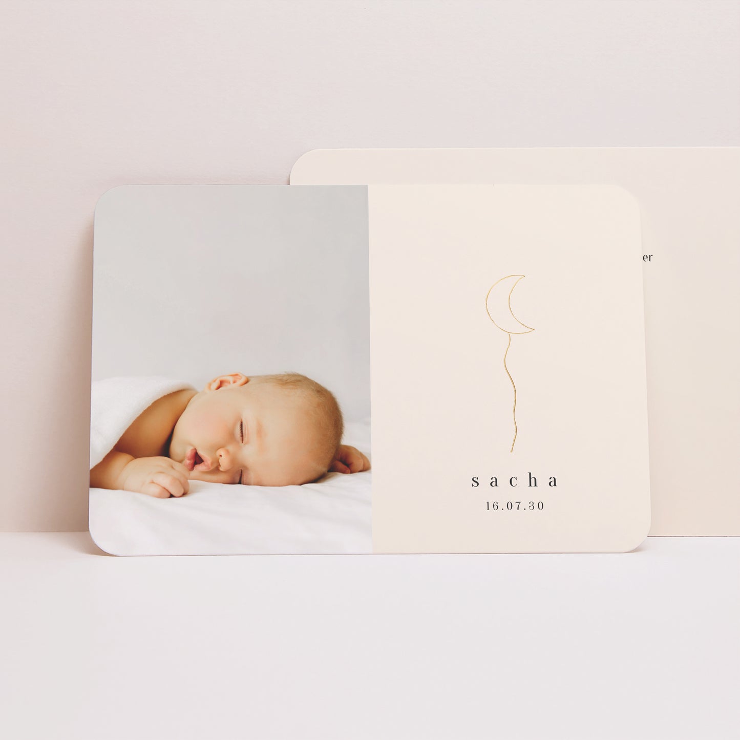 Faire-part Naissance Paysage, bords arrondis Lune d'Or photo N° 1