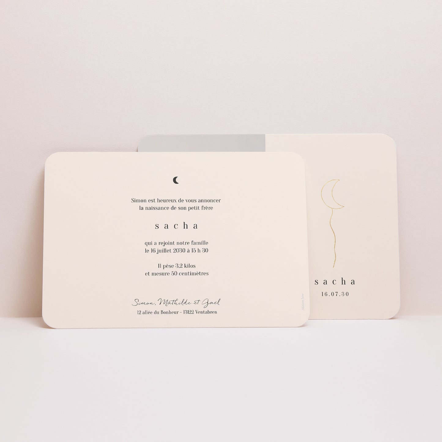 Faire-part Naissance Paysage, bords arrondis Lune d'Or photo N° 3
