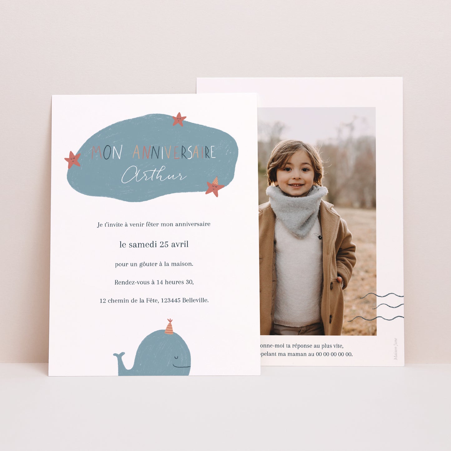 Invitations Anniversaire Enfant Portrait Jolie Baleine photo N° 1