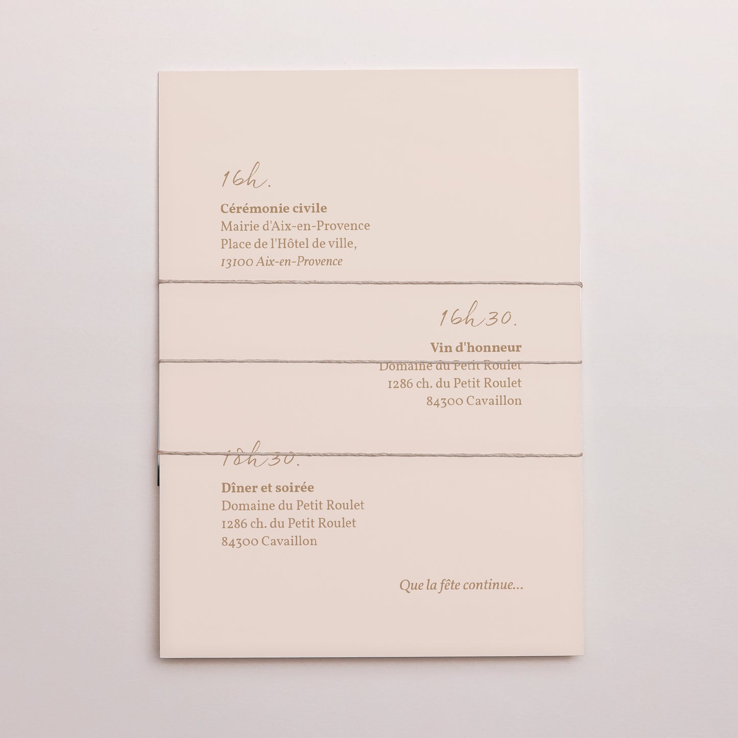 Faire-part Mariage 3 cartes, ruban Terre de Sienne photo N° 4