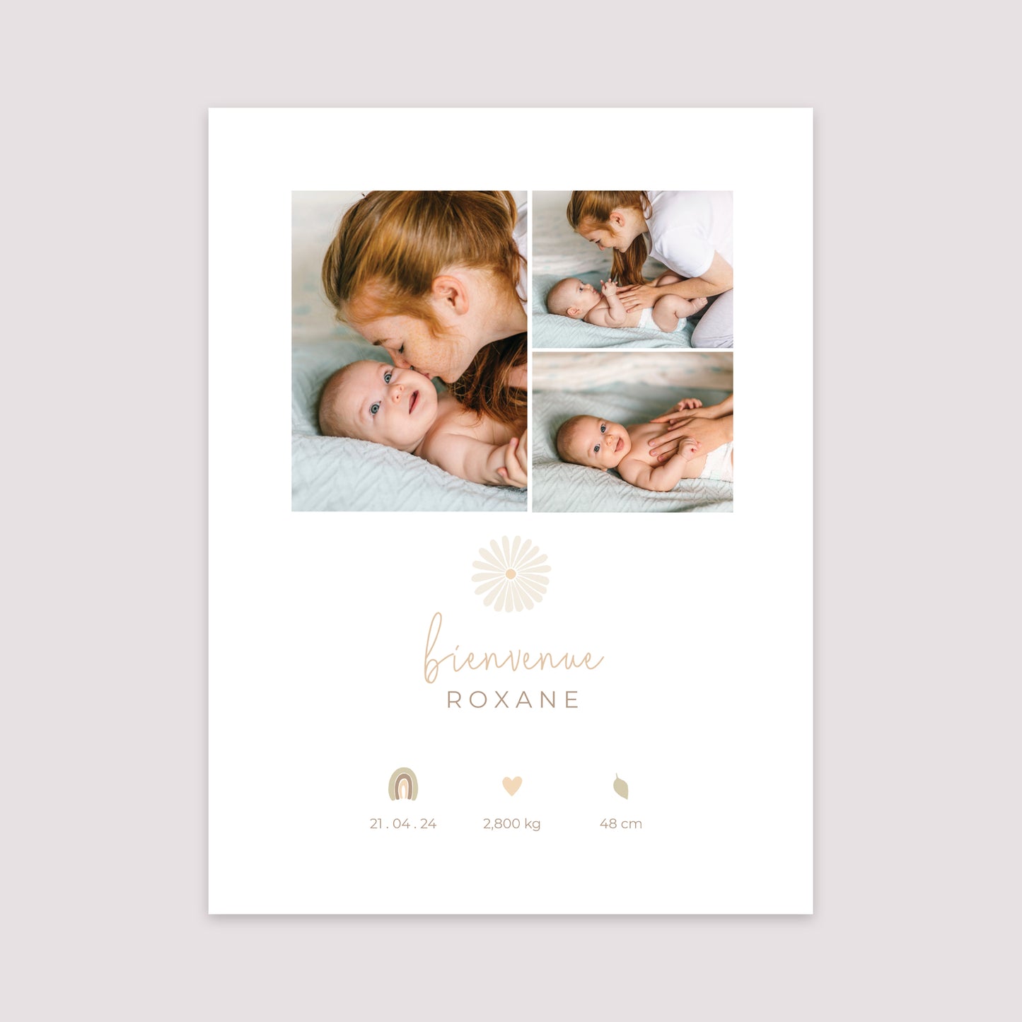 Affiche Naissance Portrait 30 x 40 cm Mobile Marguerite photo N° 2
