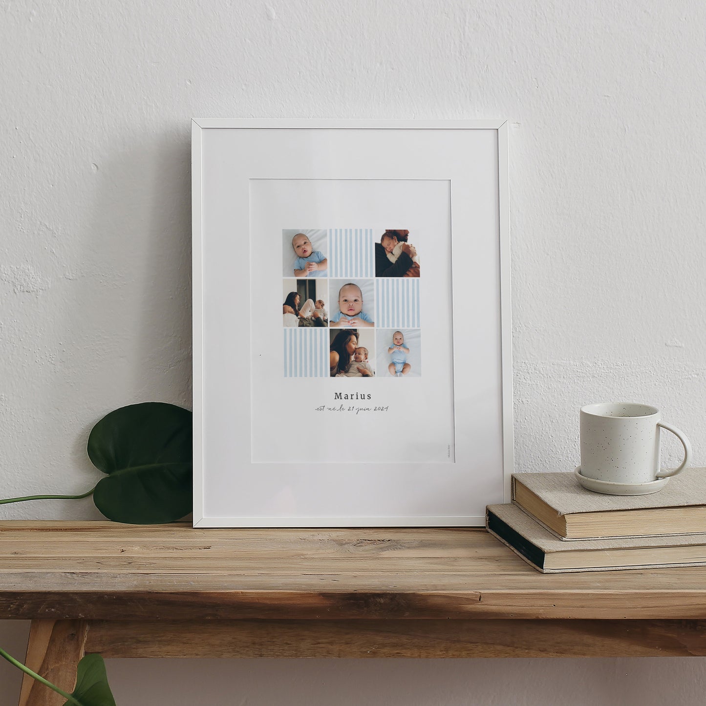 Affiche Naissance Portrait Rayures bleu Ciel photo N° 3