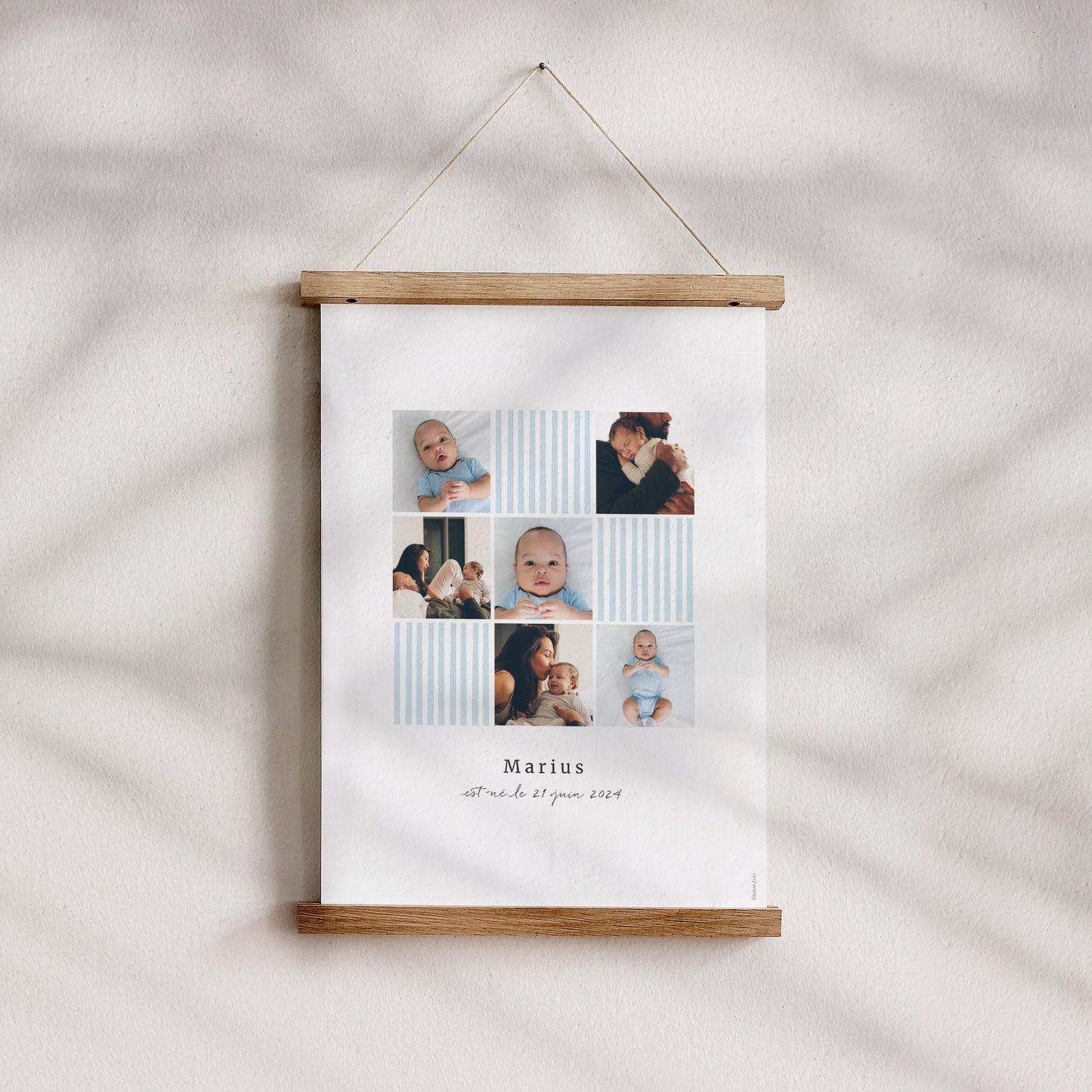 Affiche Naissance Portrait Rayures bleu Ciel photo N° 4