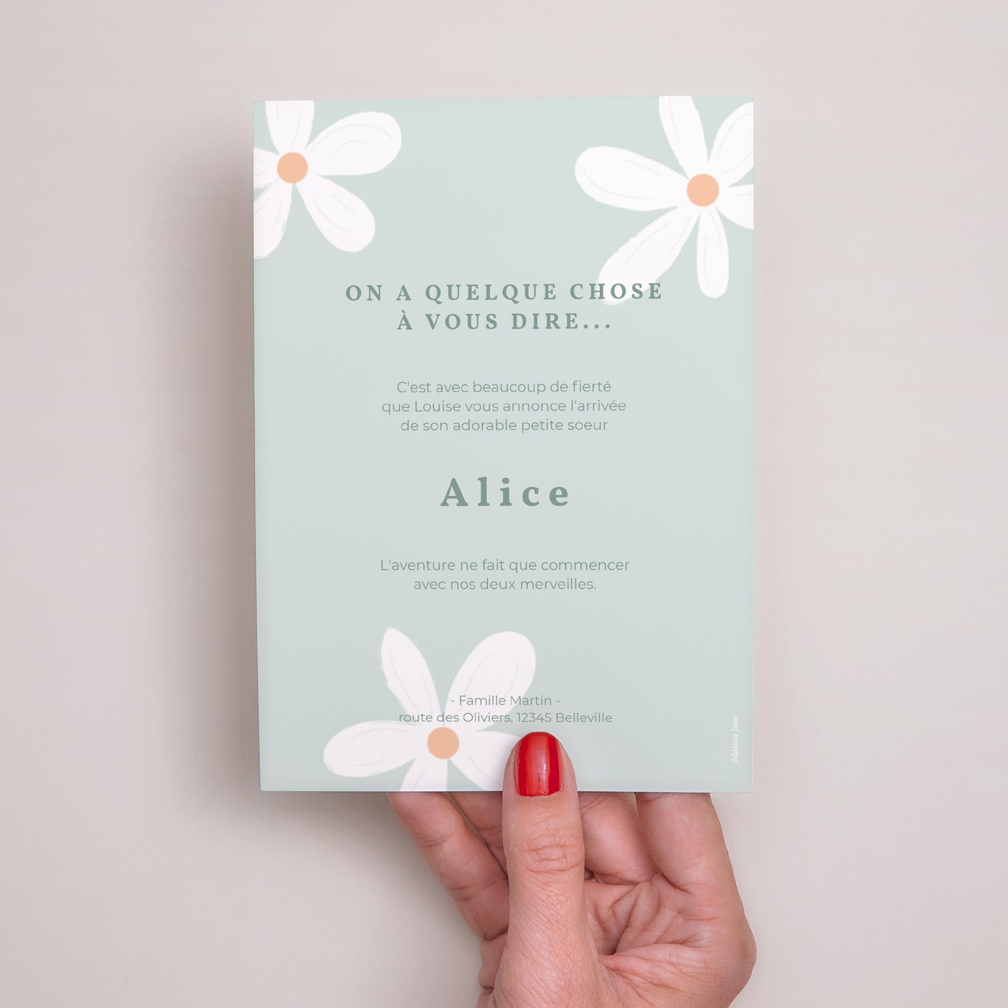 Faire-part Naissance Portrait Marguerites bleues photo N° 3