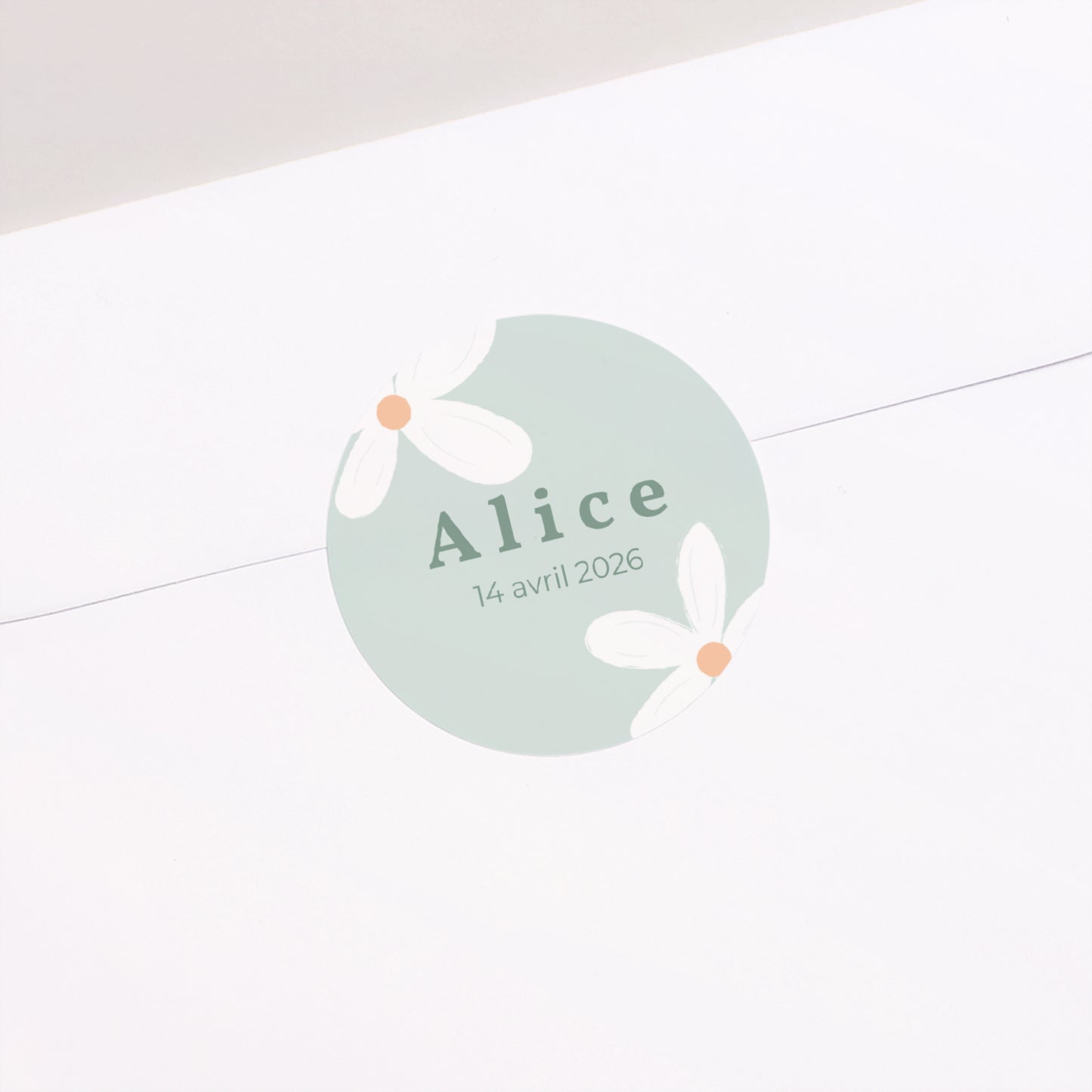Sticker Naissance Rond Marguerites bleues photo N° 1