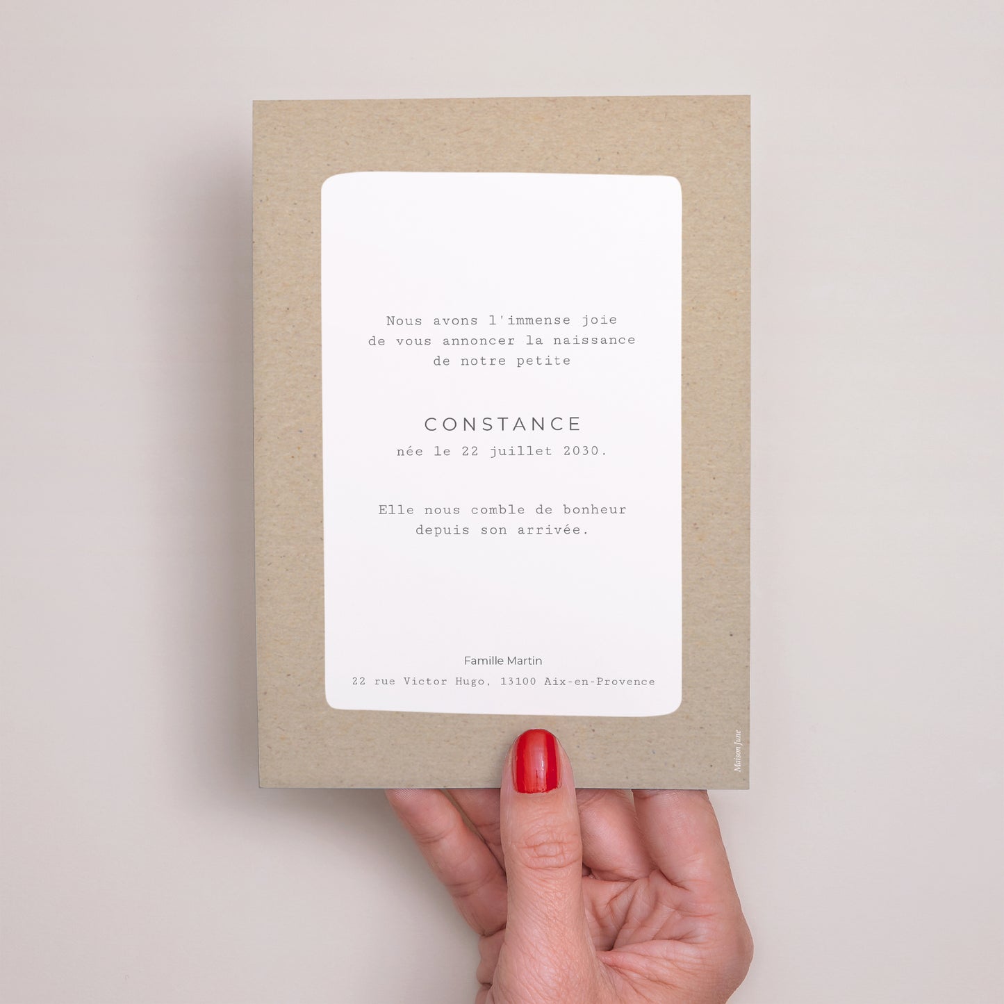 Faire-part Naissance Portrait Kraft Pictos photo N° 3