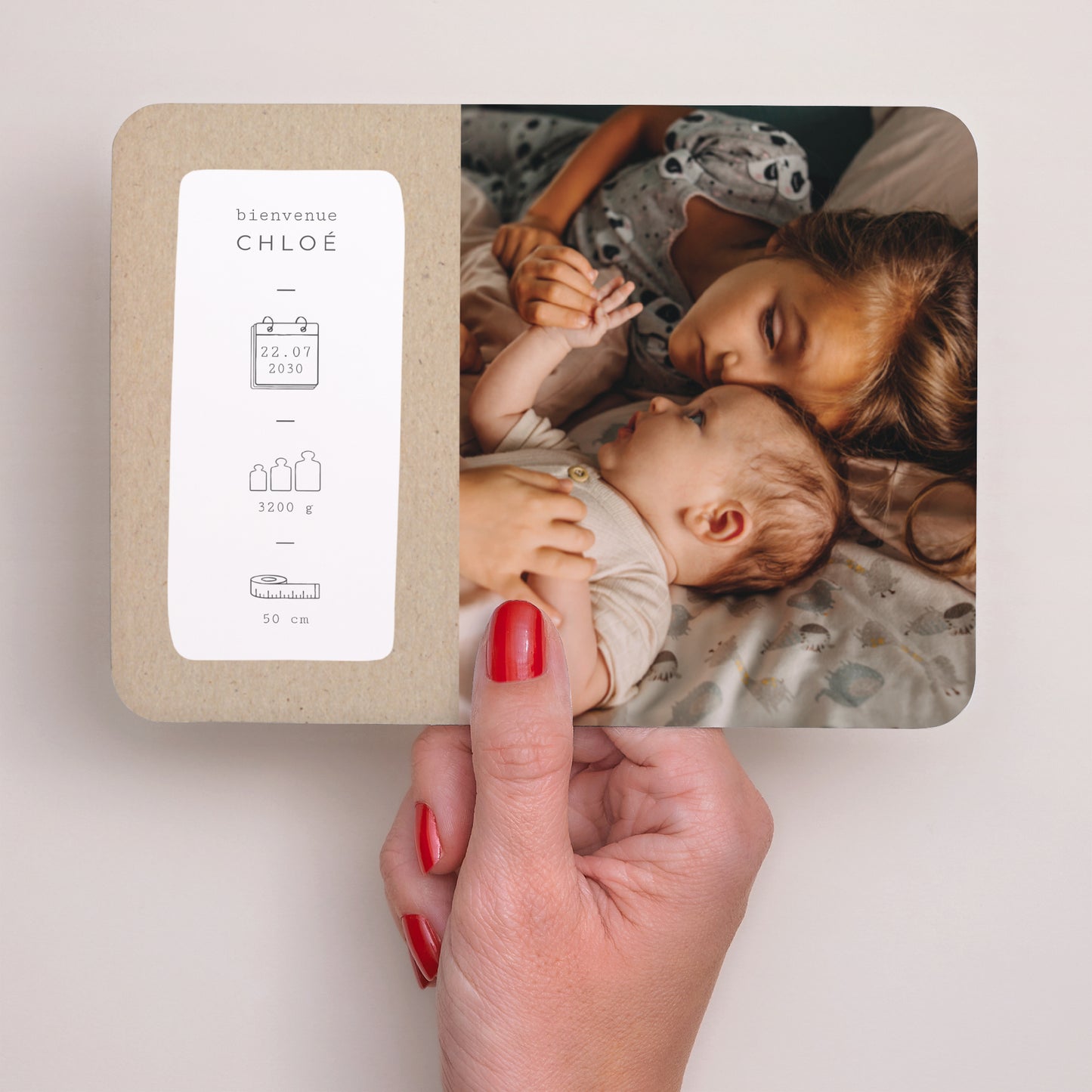 Faire-part Naissance Paysage, bords arrondis Kraft Pictos photo N° 3