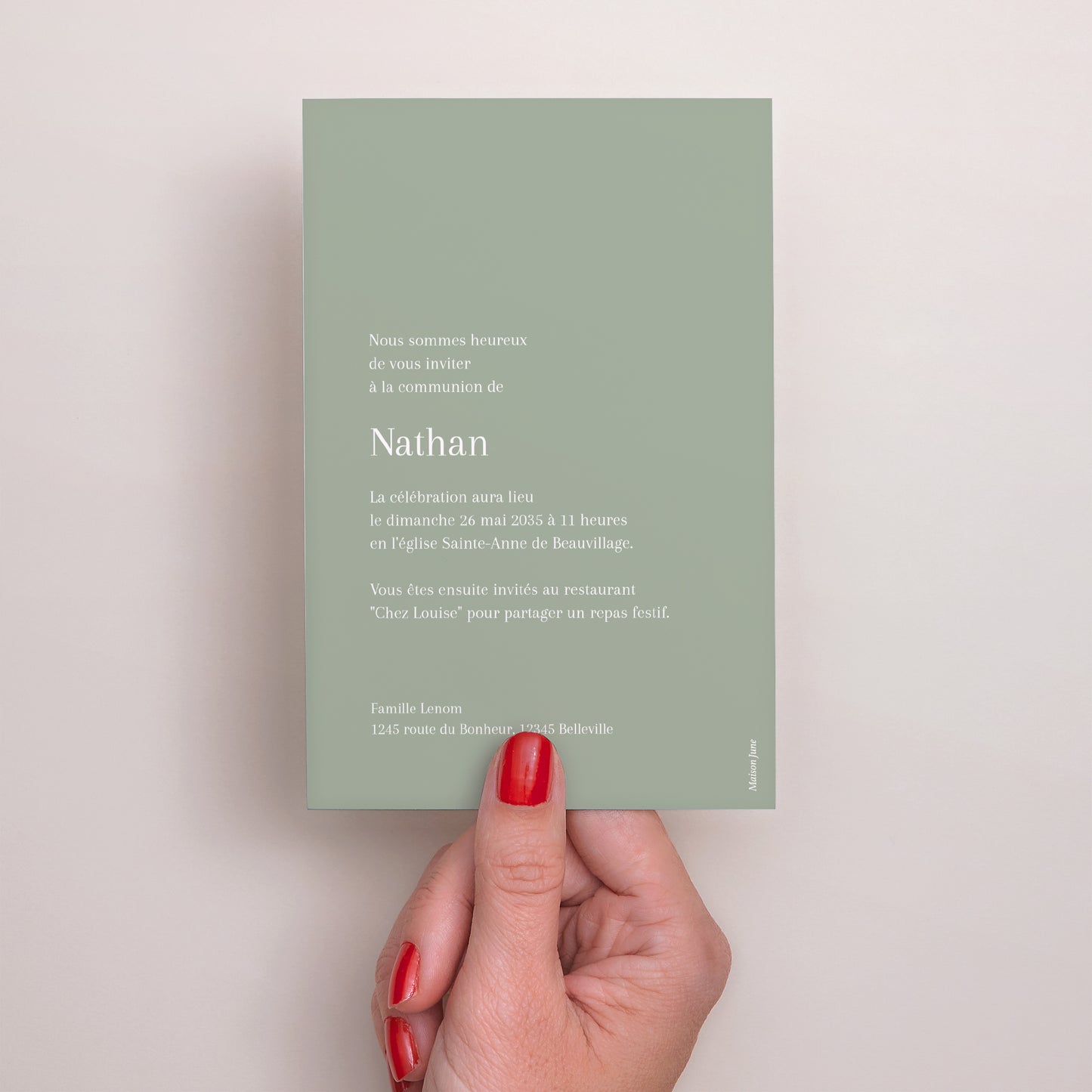 Faire-part Communion Portrait Palma Verde photo N° 3