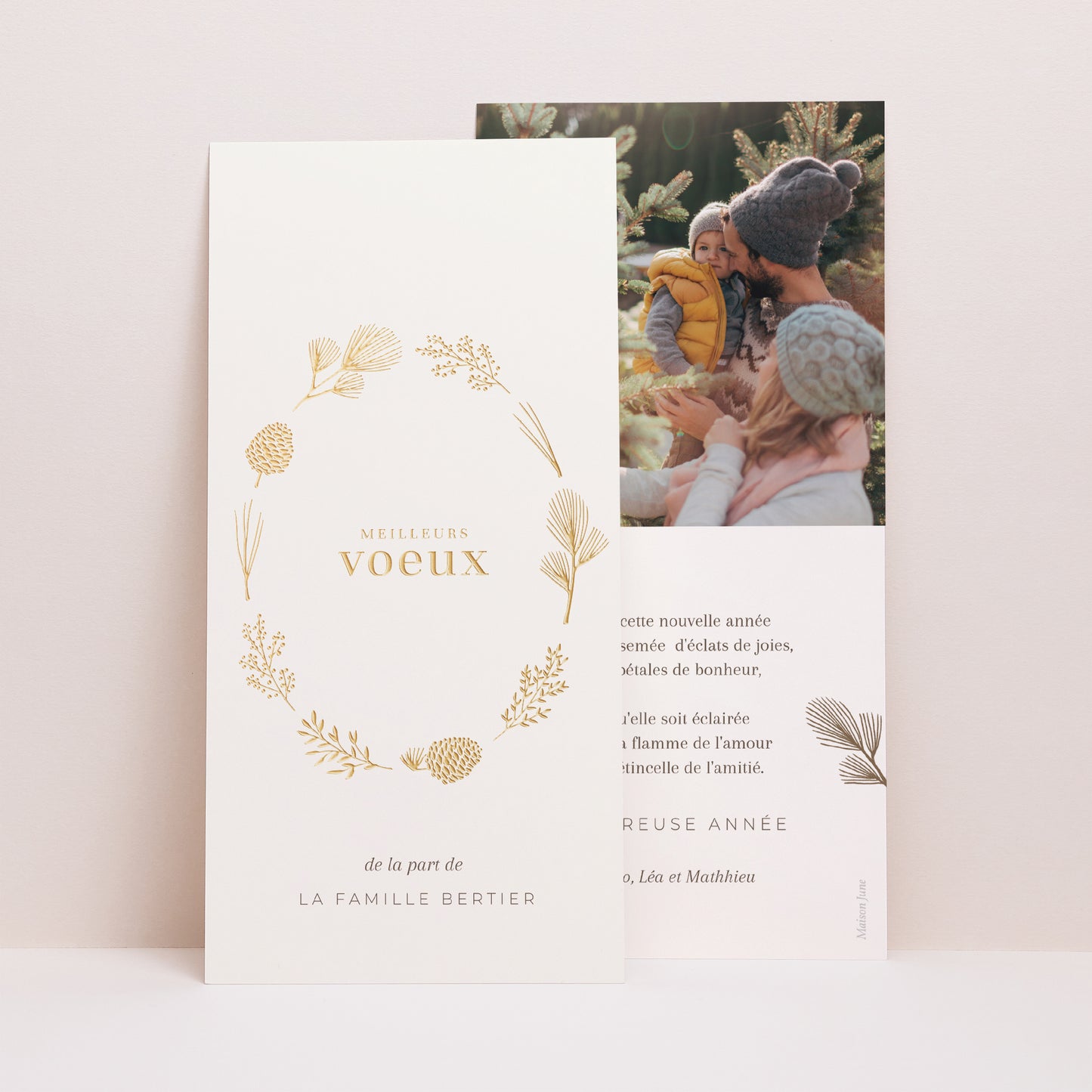 Carte de voeux Fin d'année Panoramique portrait Couronne de Noël Ovale photo N° 1