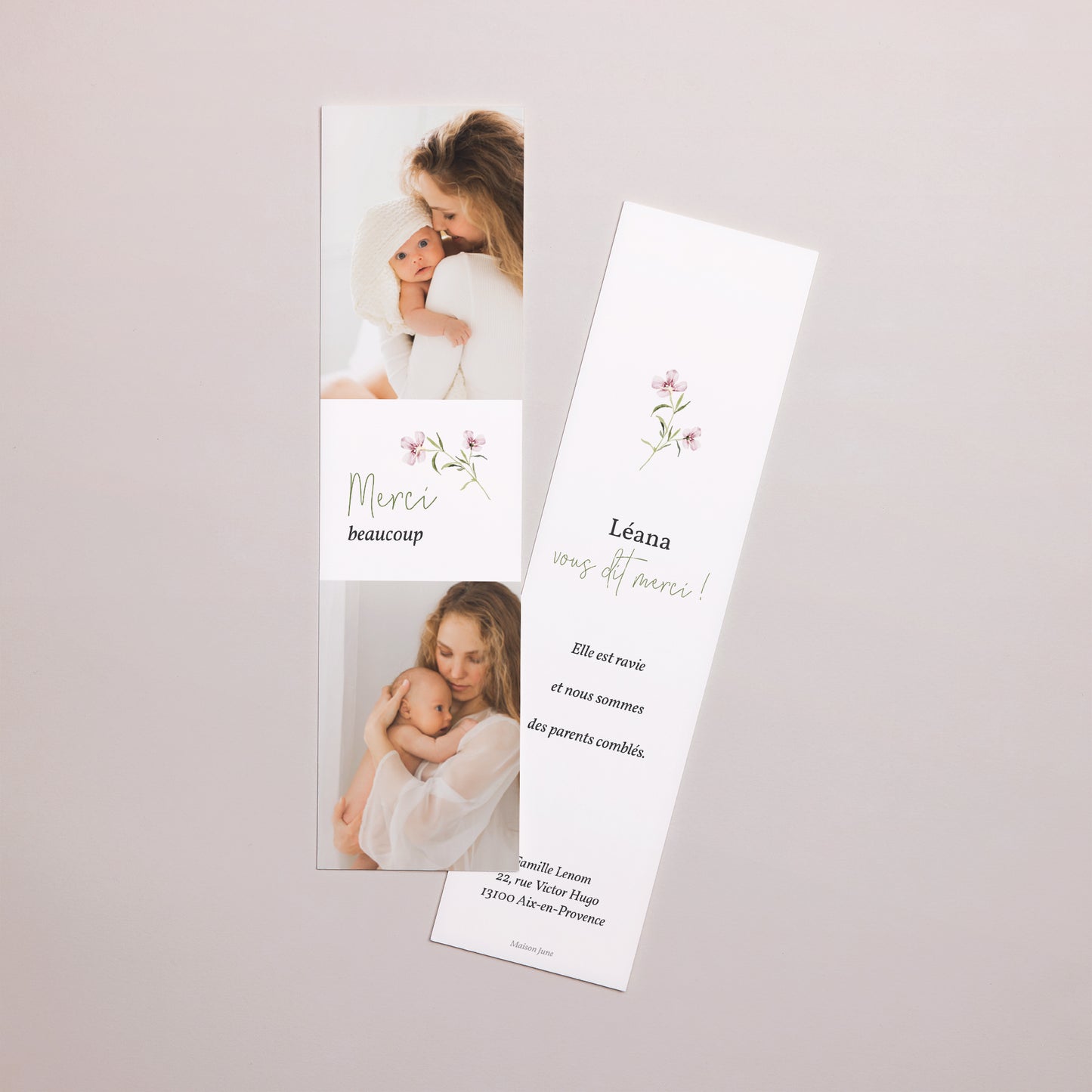 Remerciements Naissance Marque-page Floralies photo N° 1