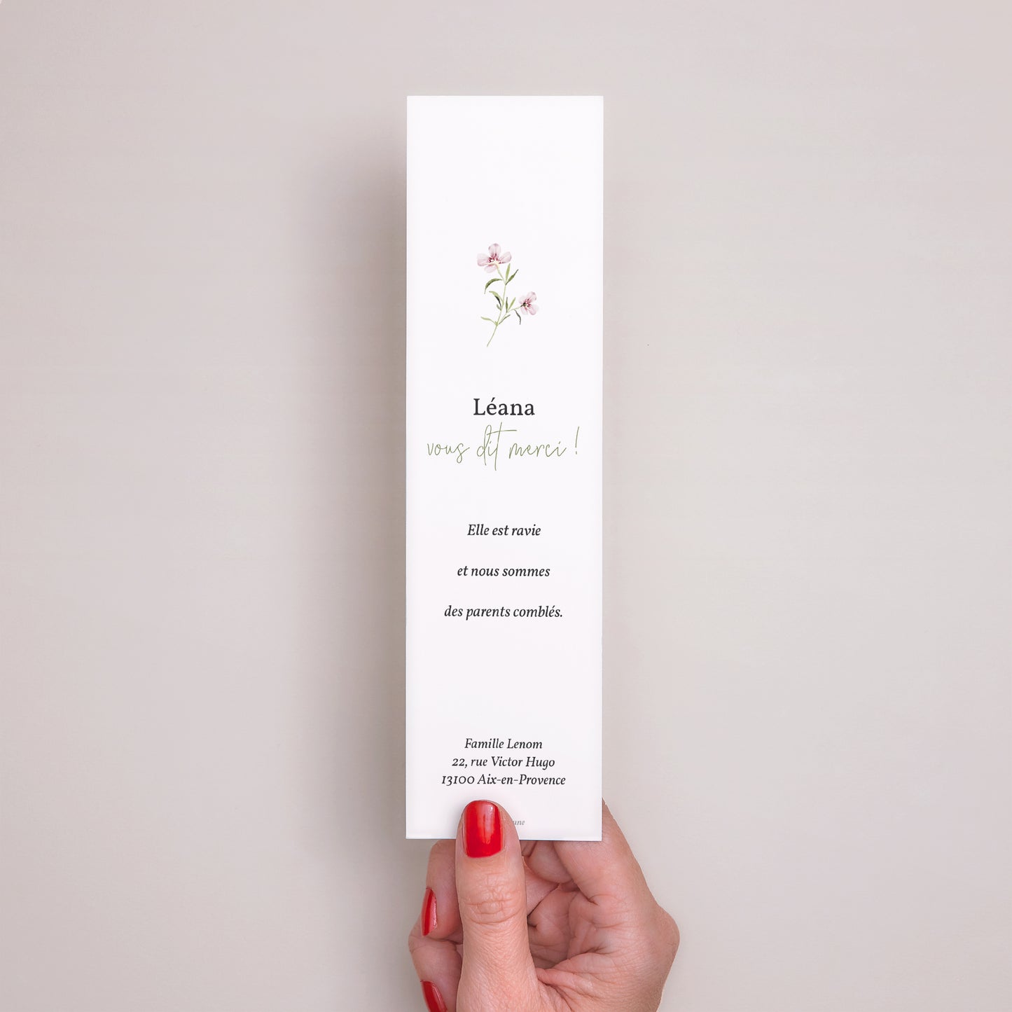 Remerciements Naissance Marque-page Floralies photo N° 3