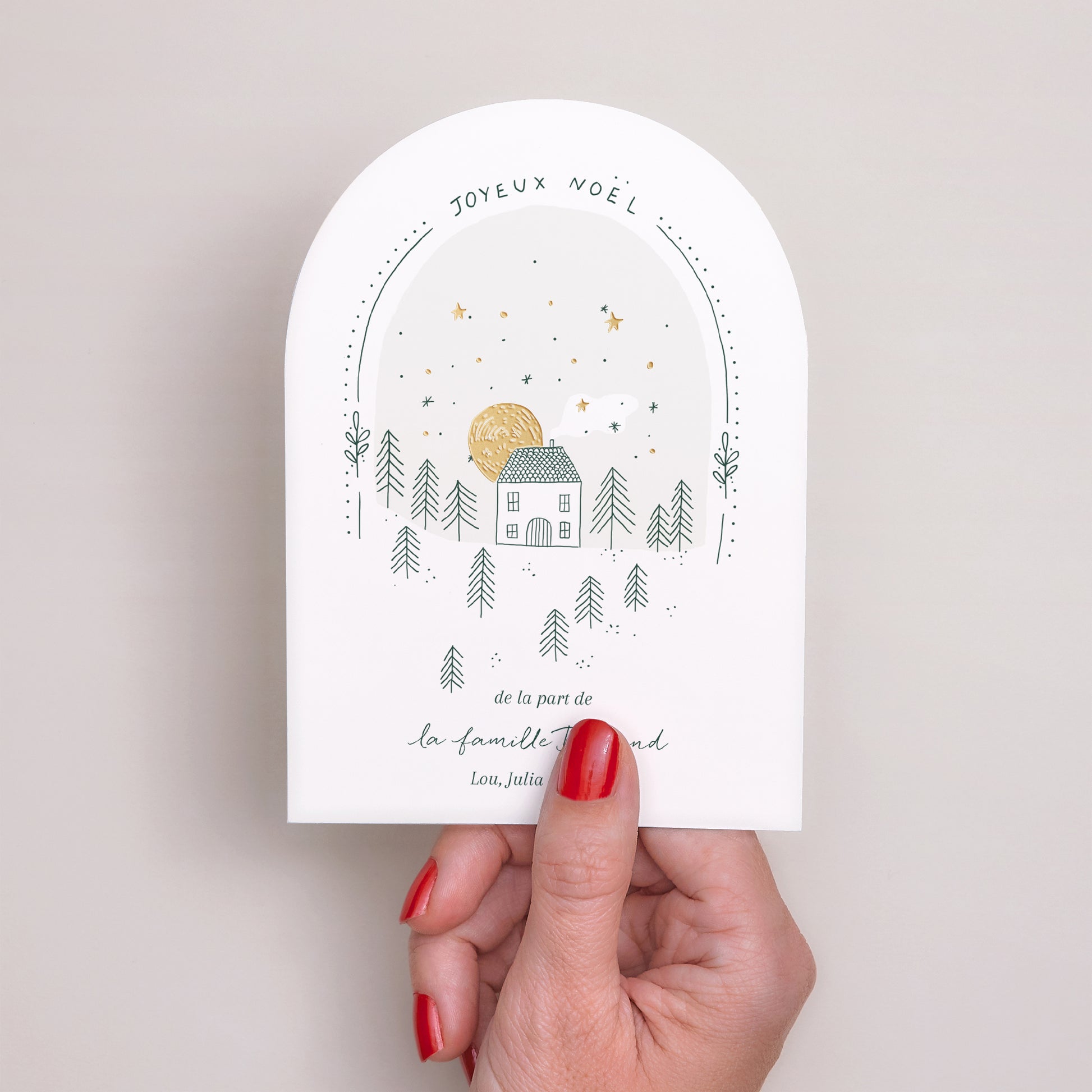 Carte de Noel Fin d'année Petite arche paysage maison sapin photo N° 2