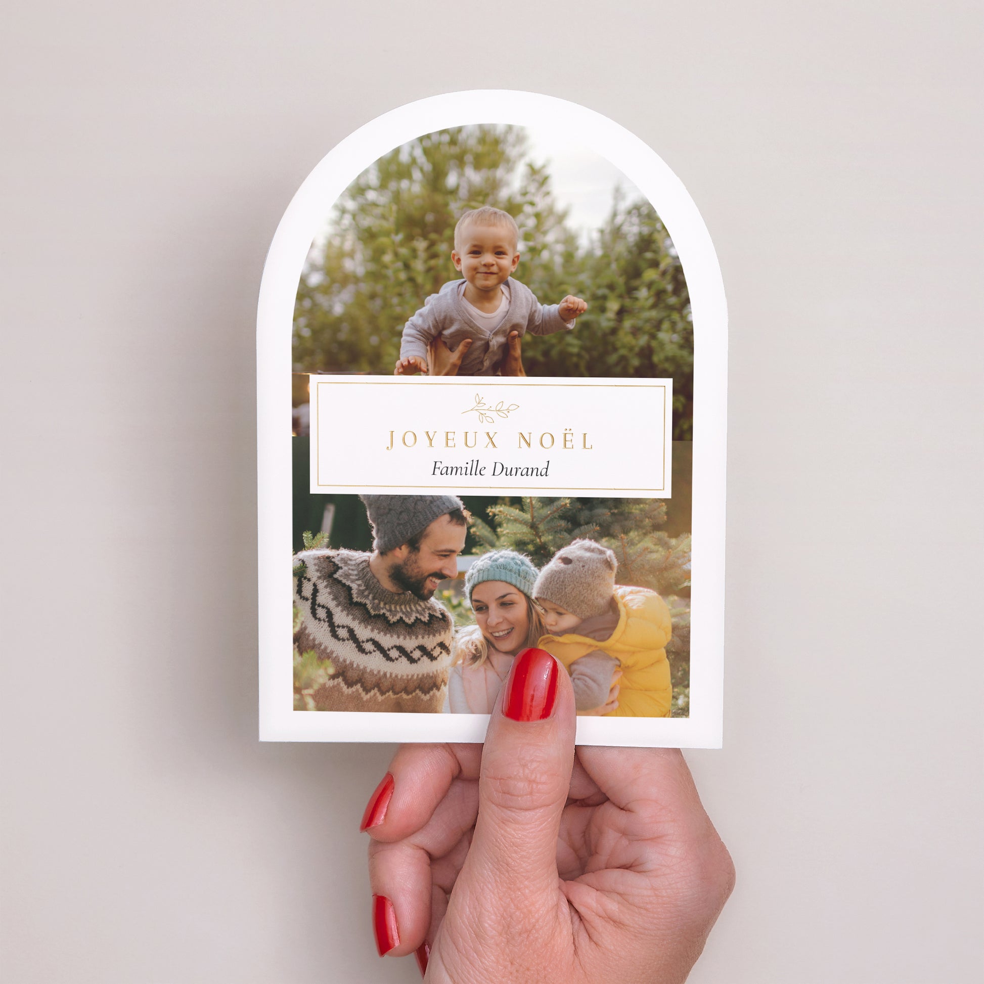 Carte de Noel Fin d'année Petite arche Joyeux Noël cadre dorure photo photo N° 2