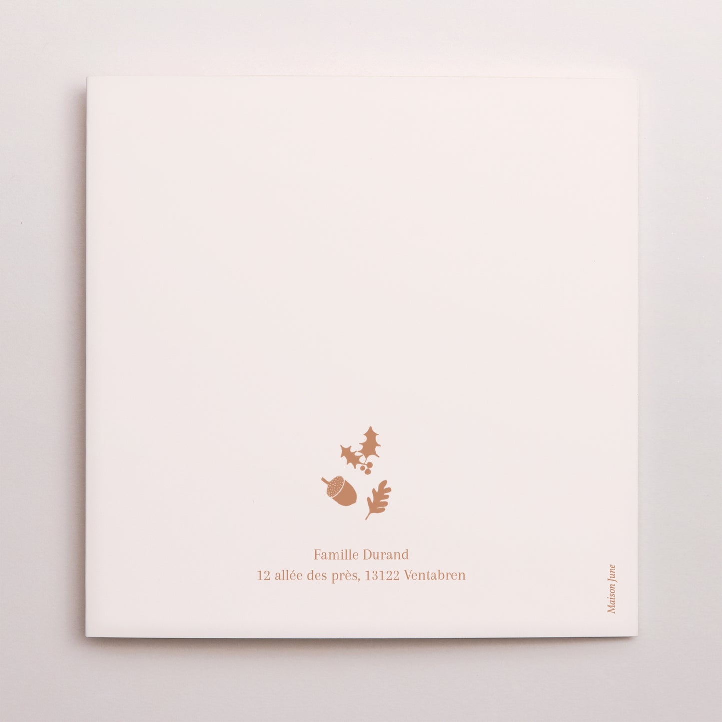 Carte de Noel Fin d'année Carré double volet Composition circulaire noël terracotta photo N° 3