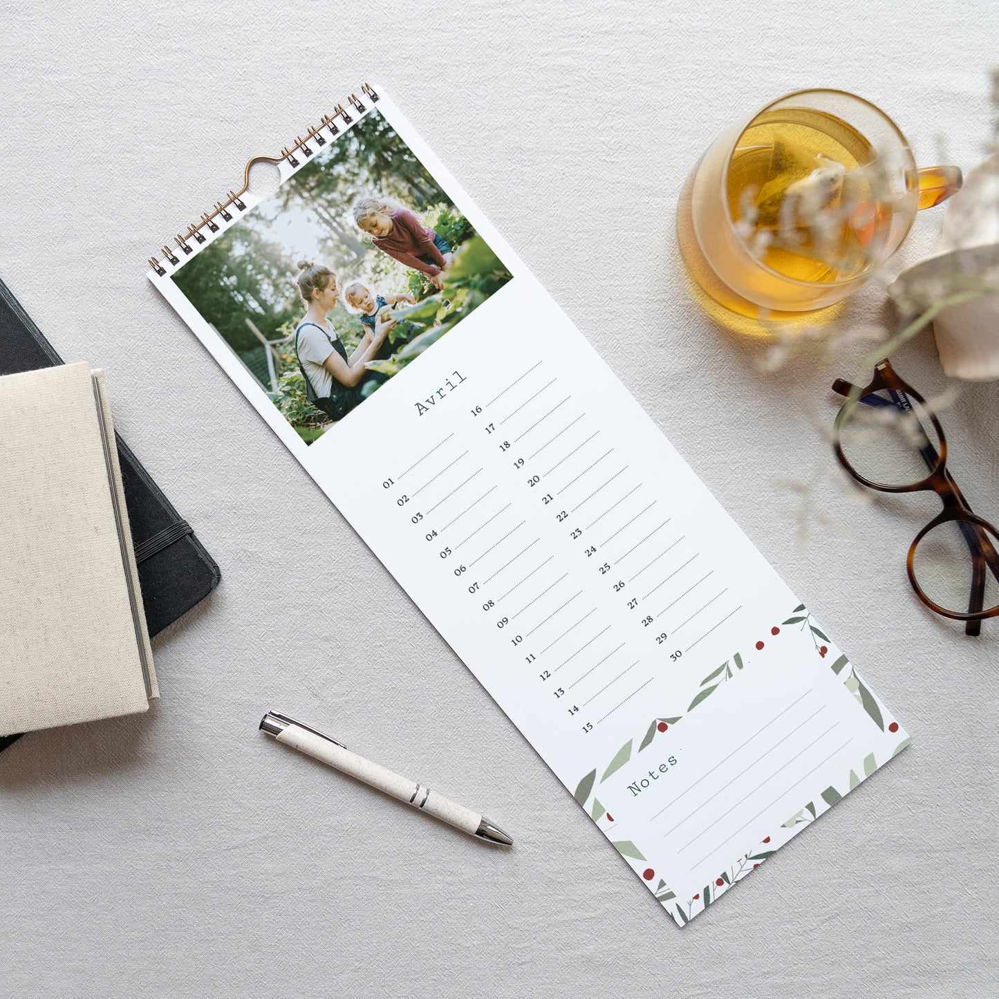 Calendrier Fin d'année Perpétuel Motif noël, tons verts photo N° 3