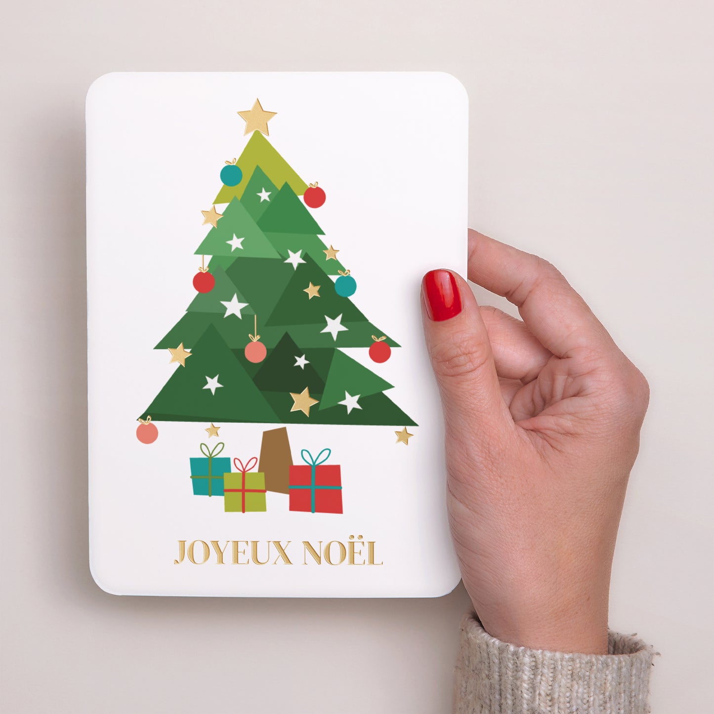 Carte de Noel Fin d'année Portrait, bords arrondis Sapins photo N° 2