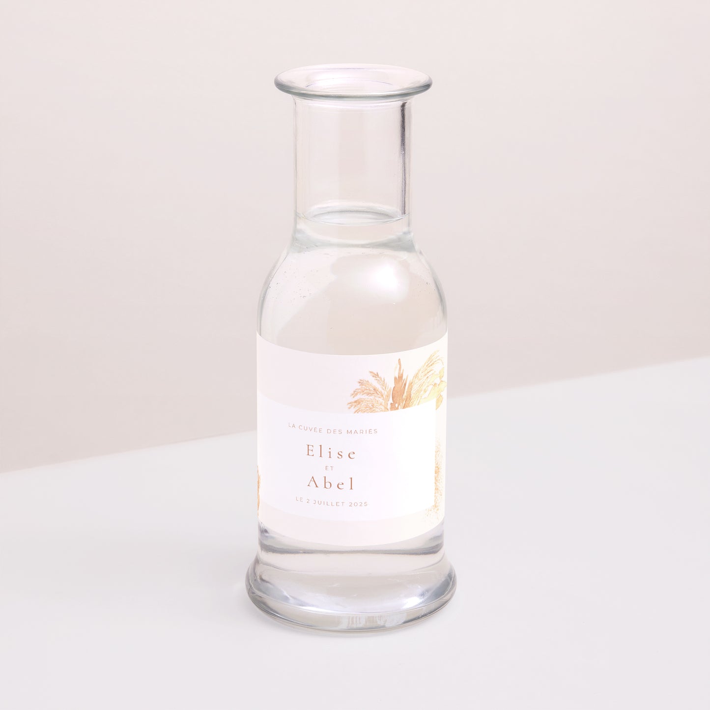 Etiquette bouteille Mariage Paysage pampa, cadre décentré photo N° 2