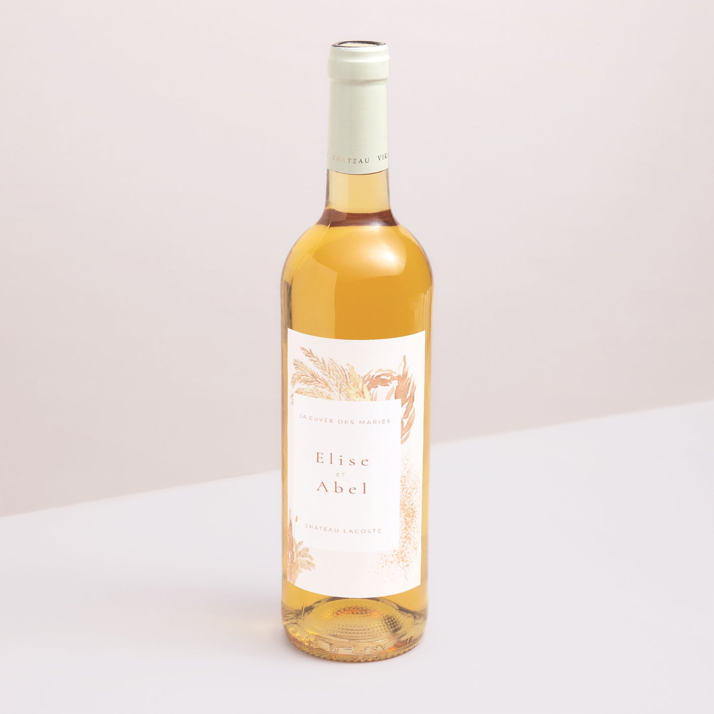 Etiquette bouteille Mariage Portrait pampa, cadre décentré photo N° 1