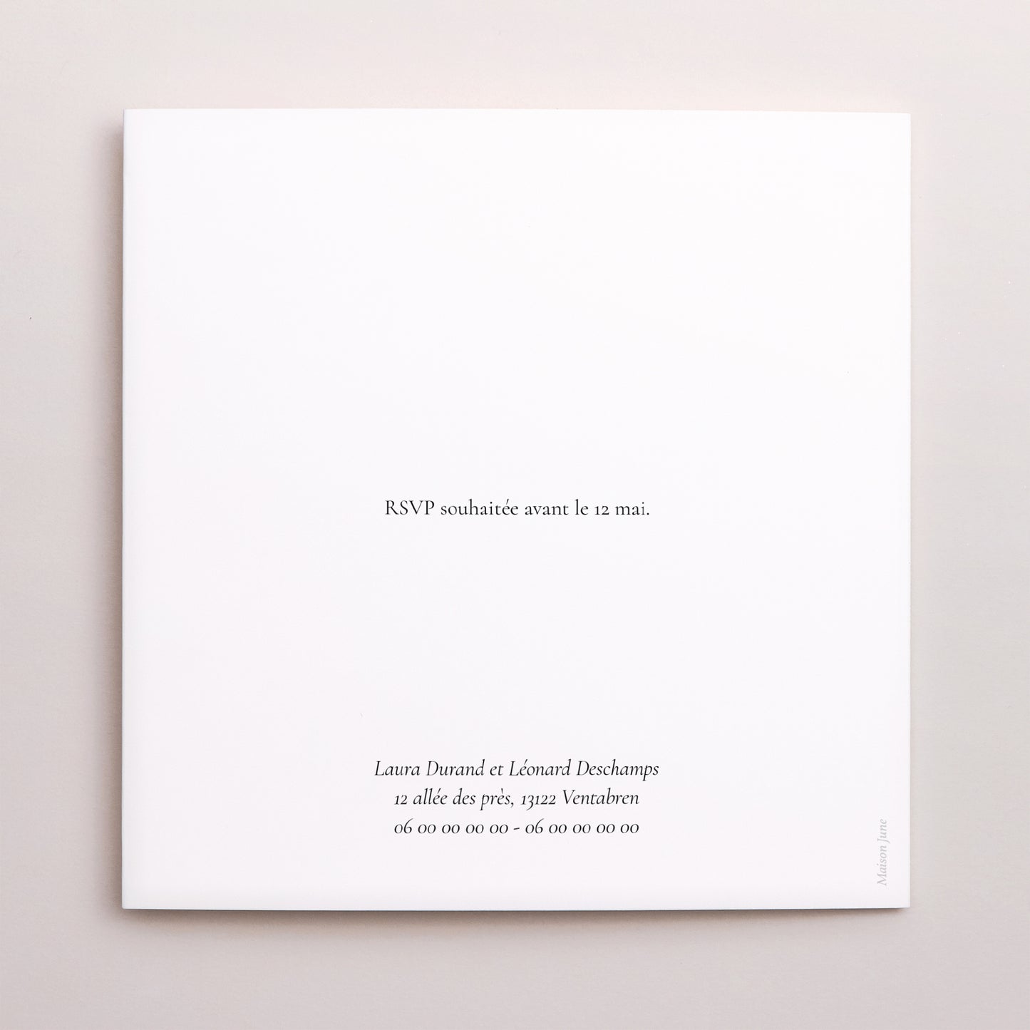 Faire-part Mariage Carré double volet Ondulations d'Amour photo N° 3