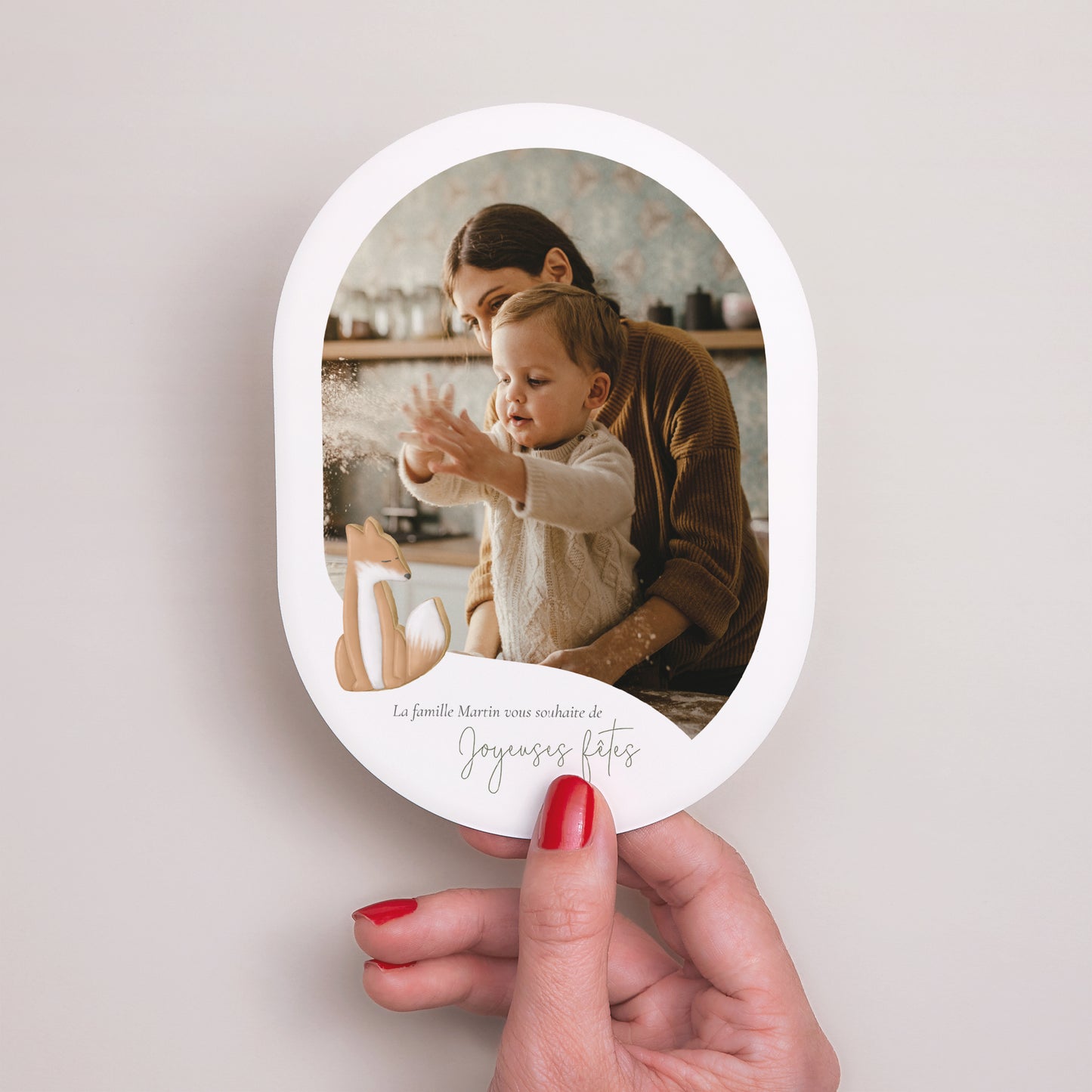 Carte de voeux Fin d'année Ovale Biscuit d'hiver photo N° 2