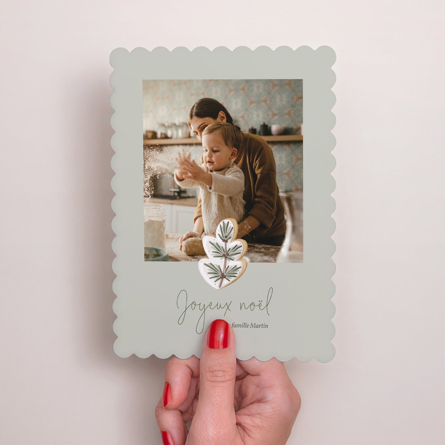 Carte de Noel Fin d'année Portrait, bords biscuit Biscuit d'hiver photo N° 2