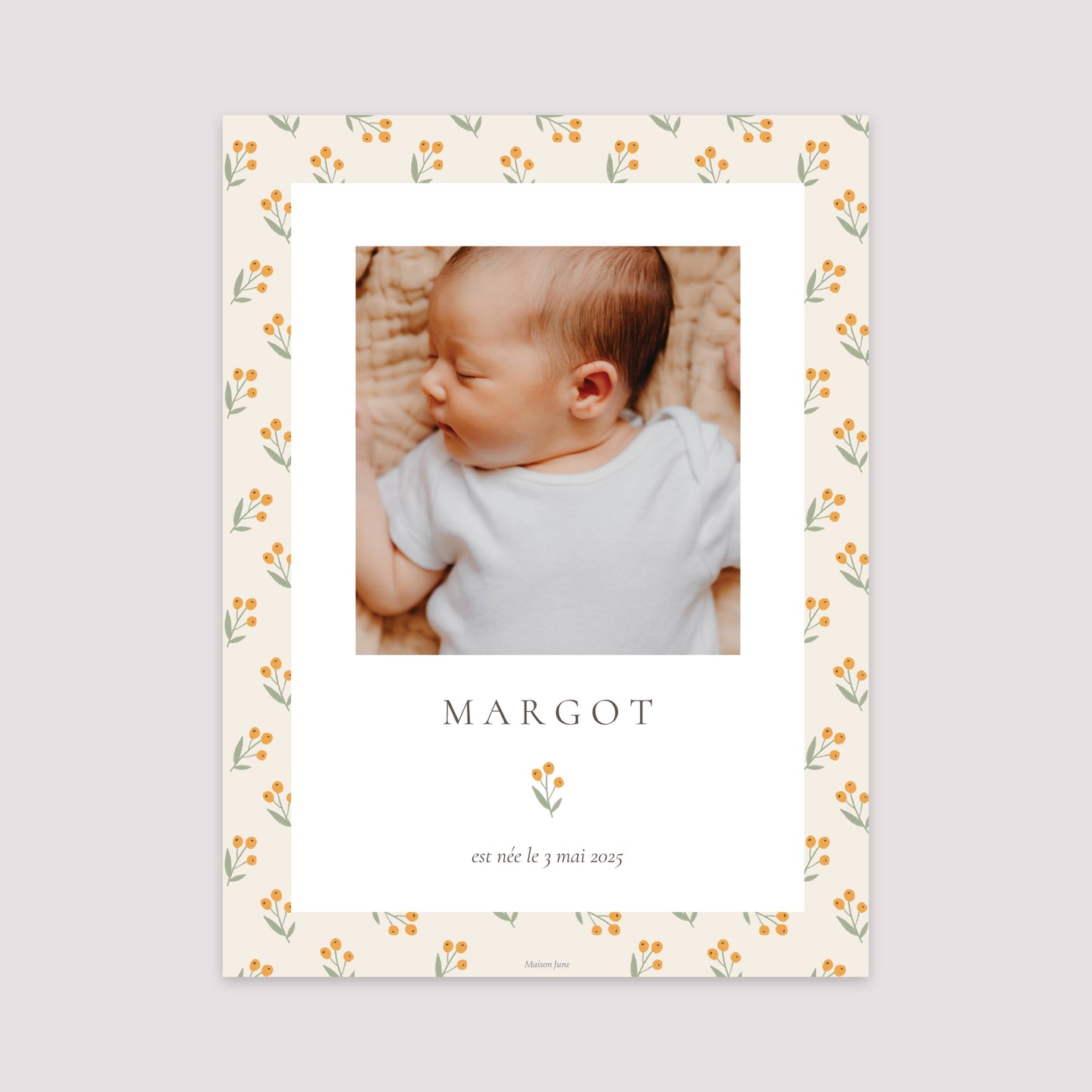 Affiche Naissance Portrait 30 x 40 cm Body fleuri photo N° 2