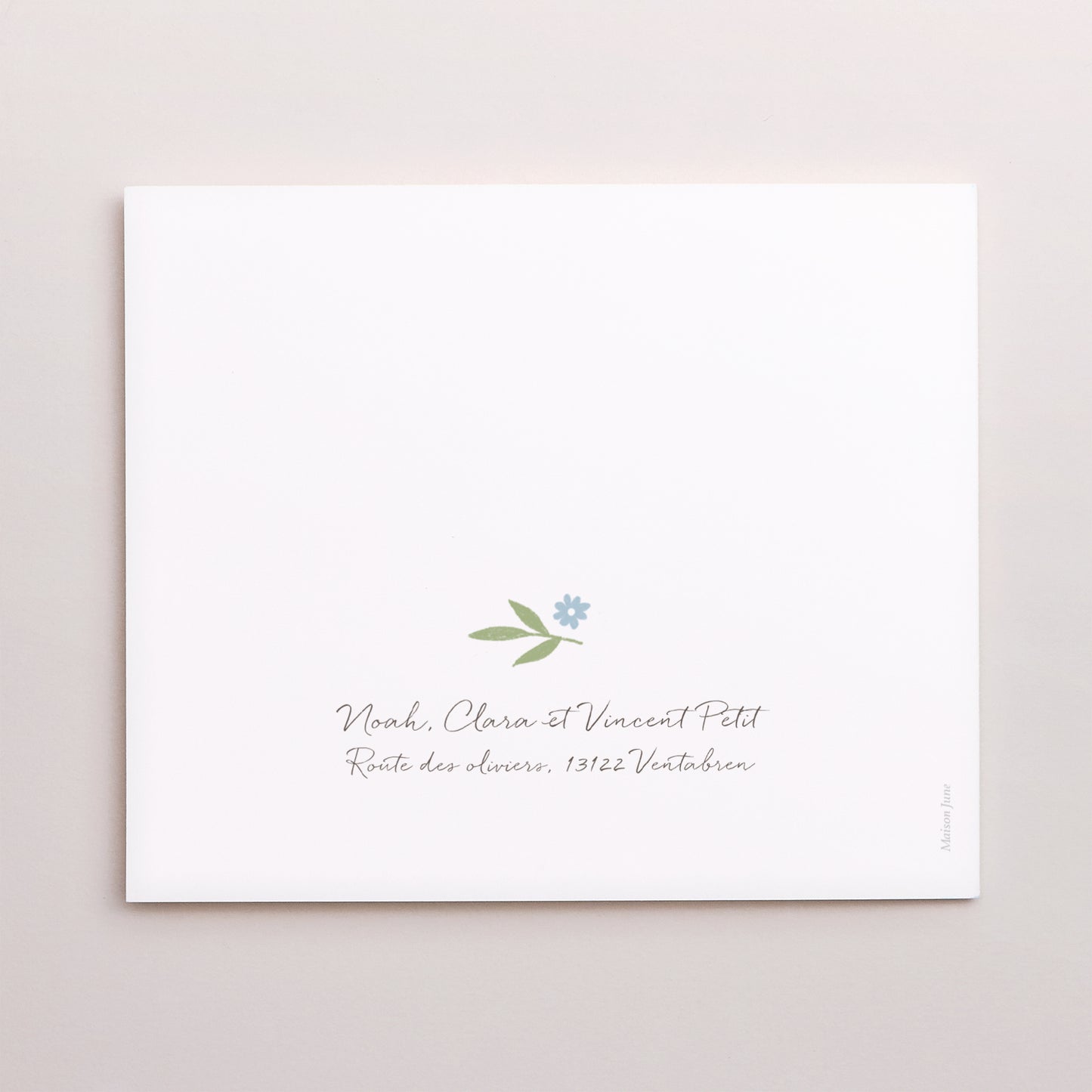 Remerciements Naissance Double volet asymétrique body fleurs bleues photo N° 3