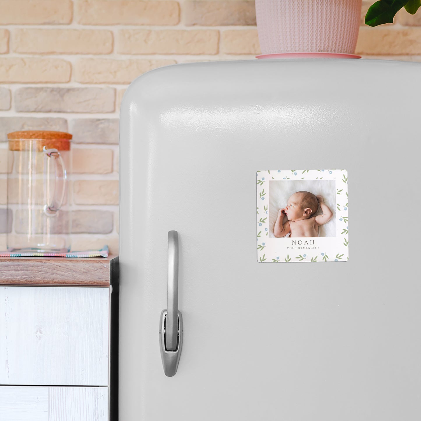 Remerciements Naissance Lot de 9, magnétique Body fleurs bleues photo N° 4