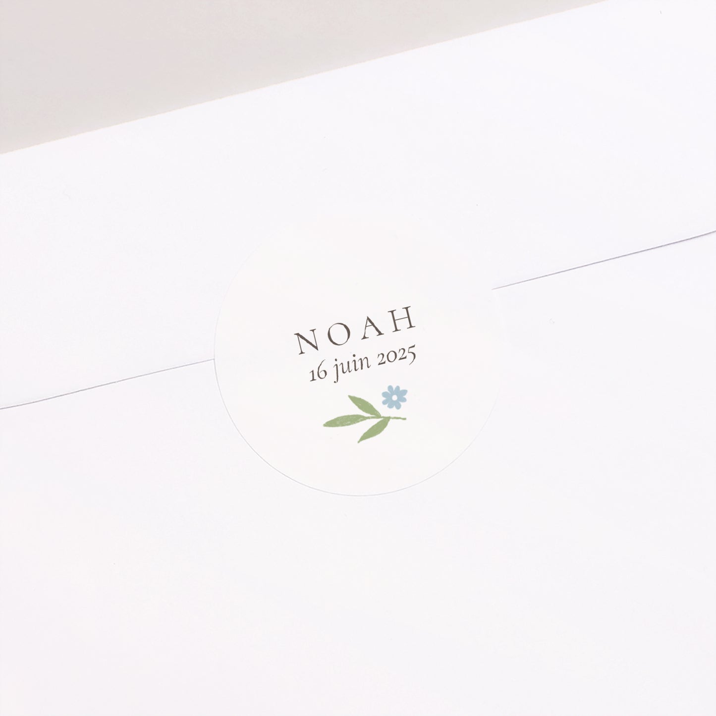 Sticker Naissance Rond body fleurs bleues photo N° 1