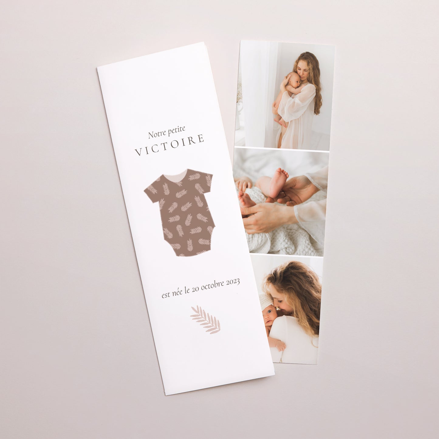 Faire-part Naissance Marque-page photo body, branches rosées photo N° 1