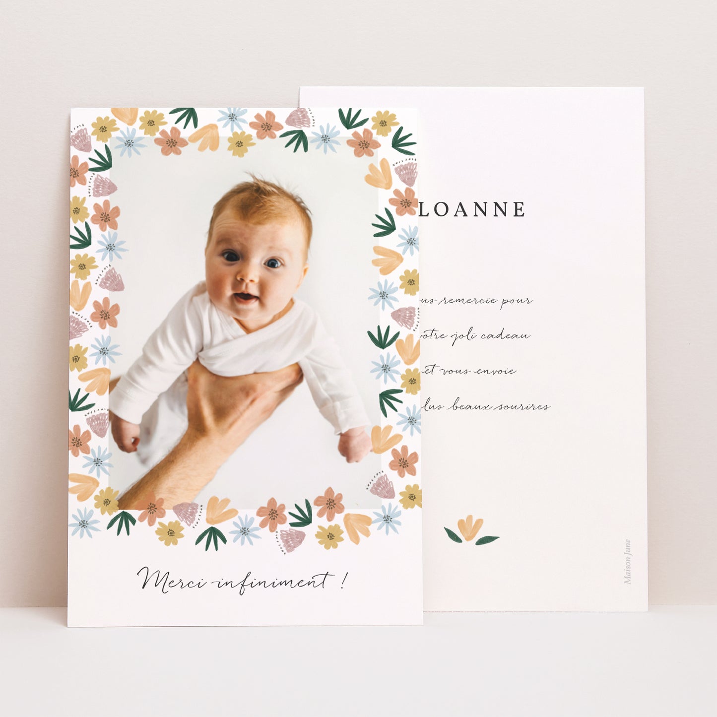 Remerciements Naissance Portrait Arc en fleurs Printanier photo N° 1