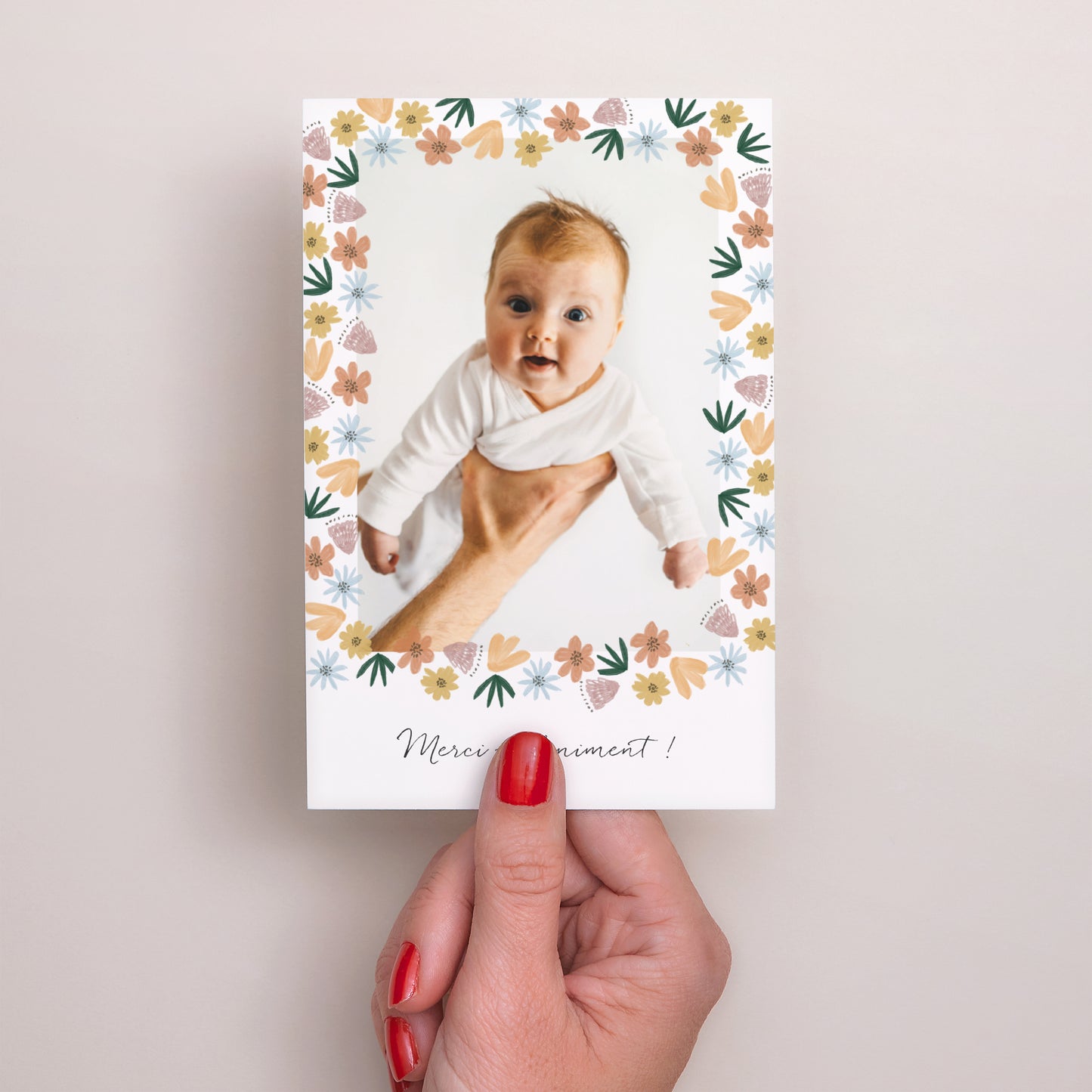 Remerciements Naissance Portrait Arc en fleurs Printanier photo N° 2