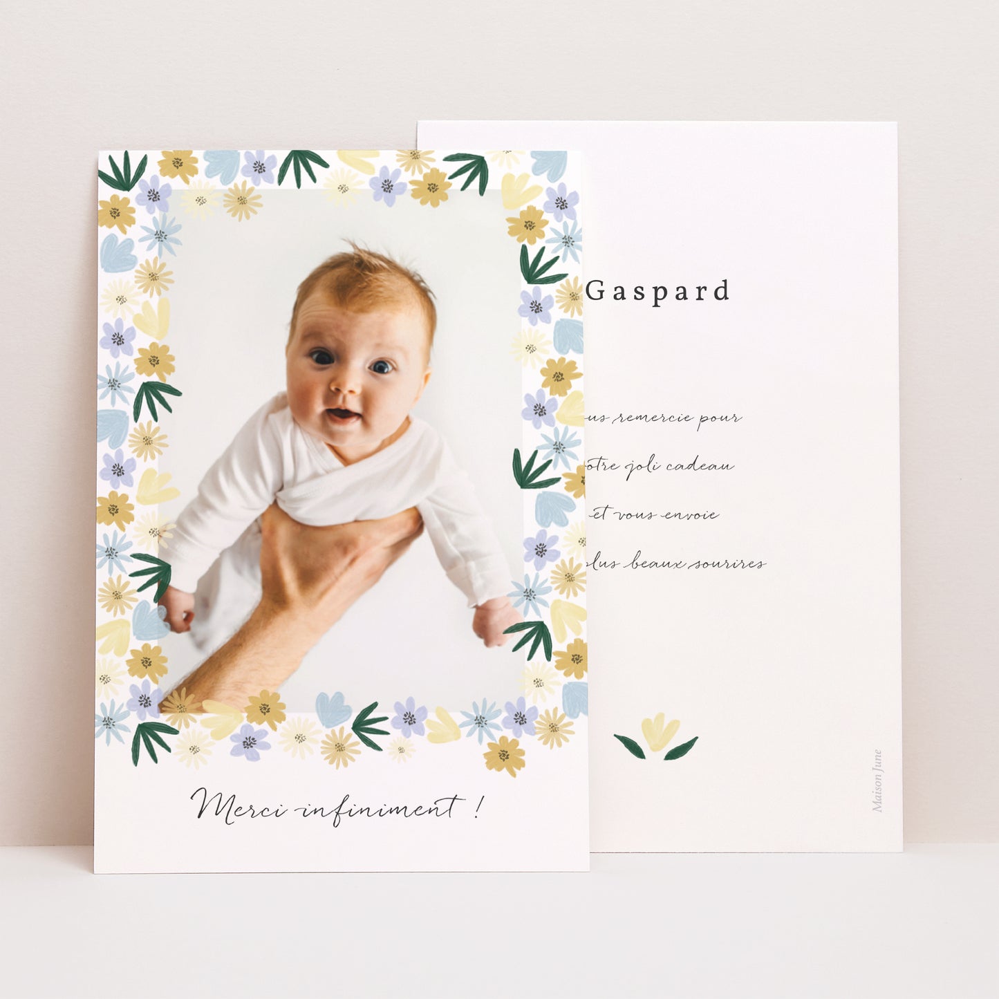 Remerciements Naissance Portrait Arc en fleurs Bleuté photo N° 1