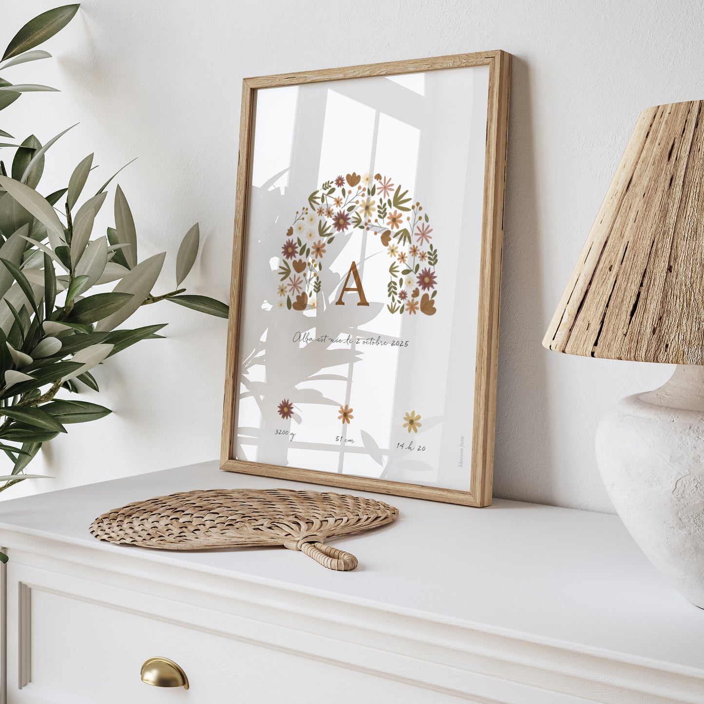 Affiche Naissance Portrait Arc en fleurs Automnal photo N° 5