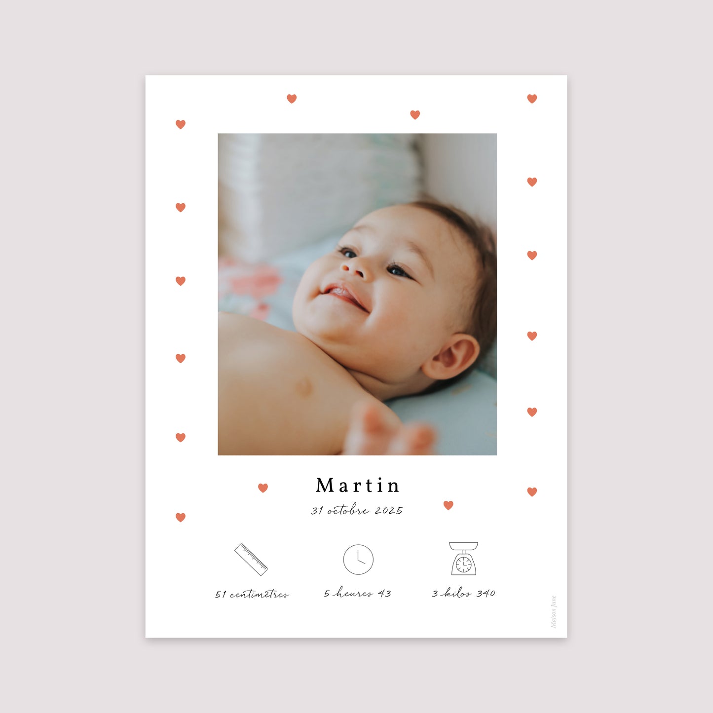 Affiche Naissance Portrait 30 x 40 cm Atout Coeur photo N° 2