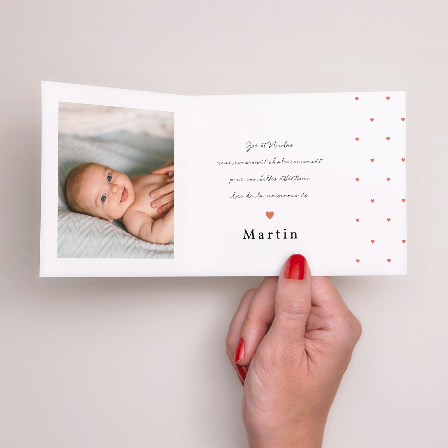 Remerciements Naissance Double volet asymétrique Atout Coeur photo N° 2