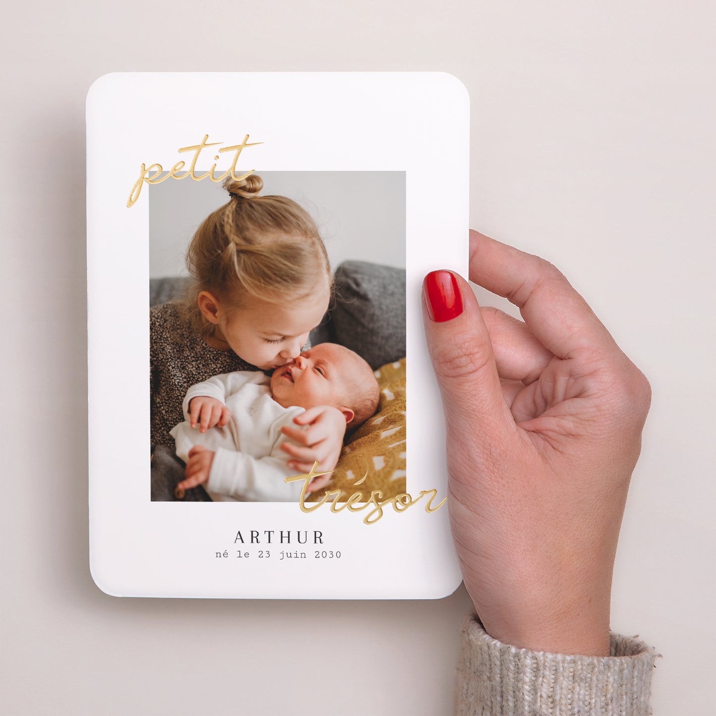 Faire-part Naissance Portrait, bords arrondis Petit Trésor photo N° 2